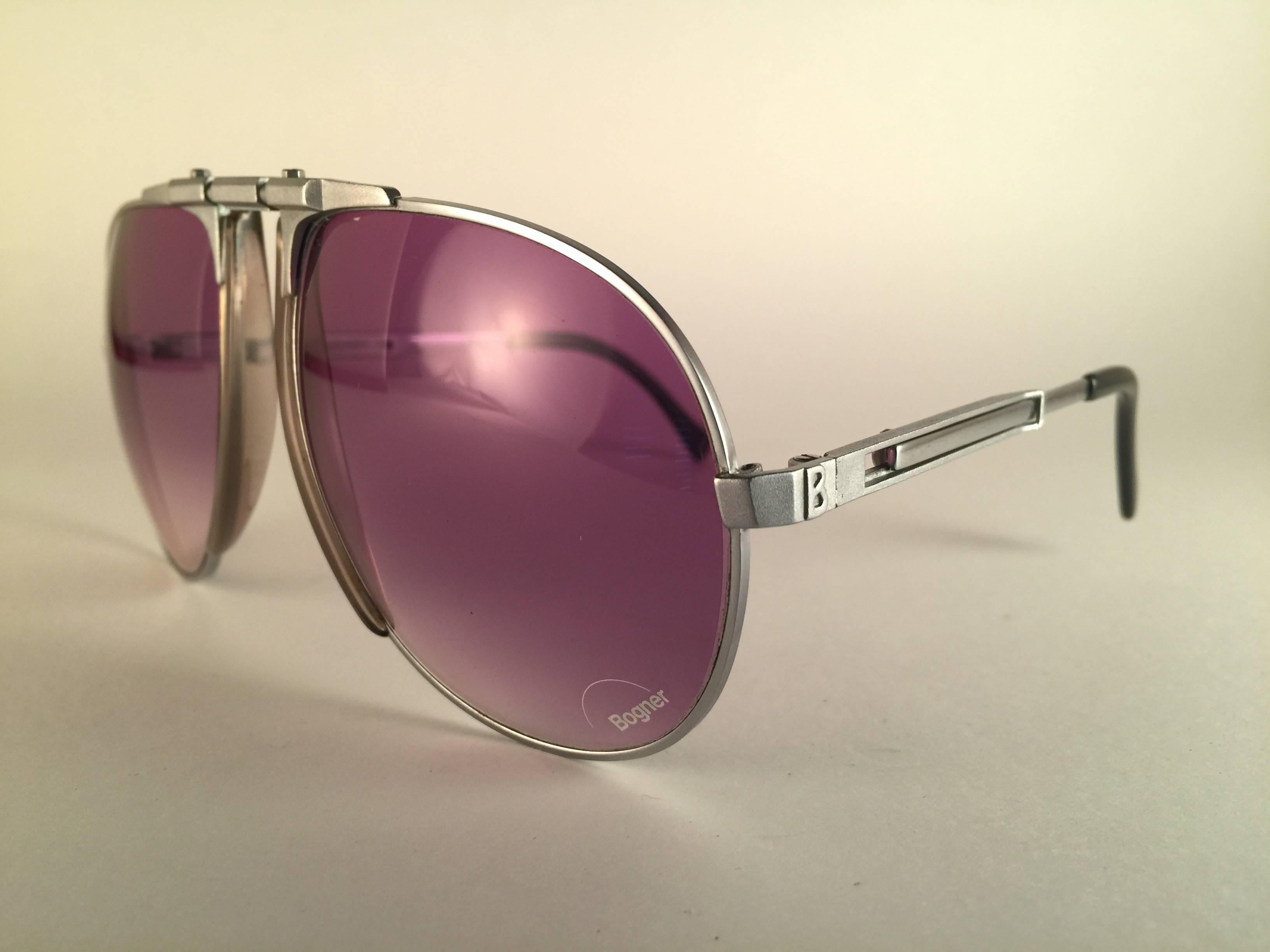 Men's New Vintage Bogner By Eschenbach 7004 11 Silver Matte Roger Moore 007 Sunglasses