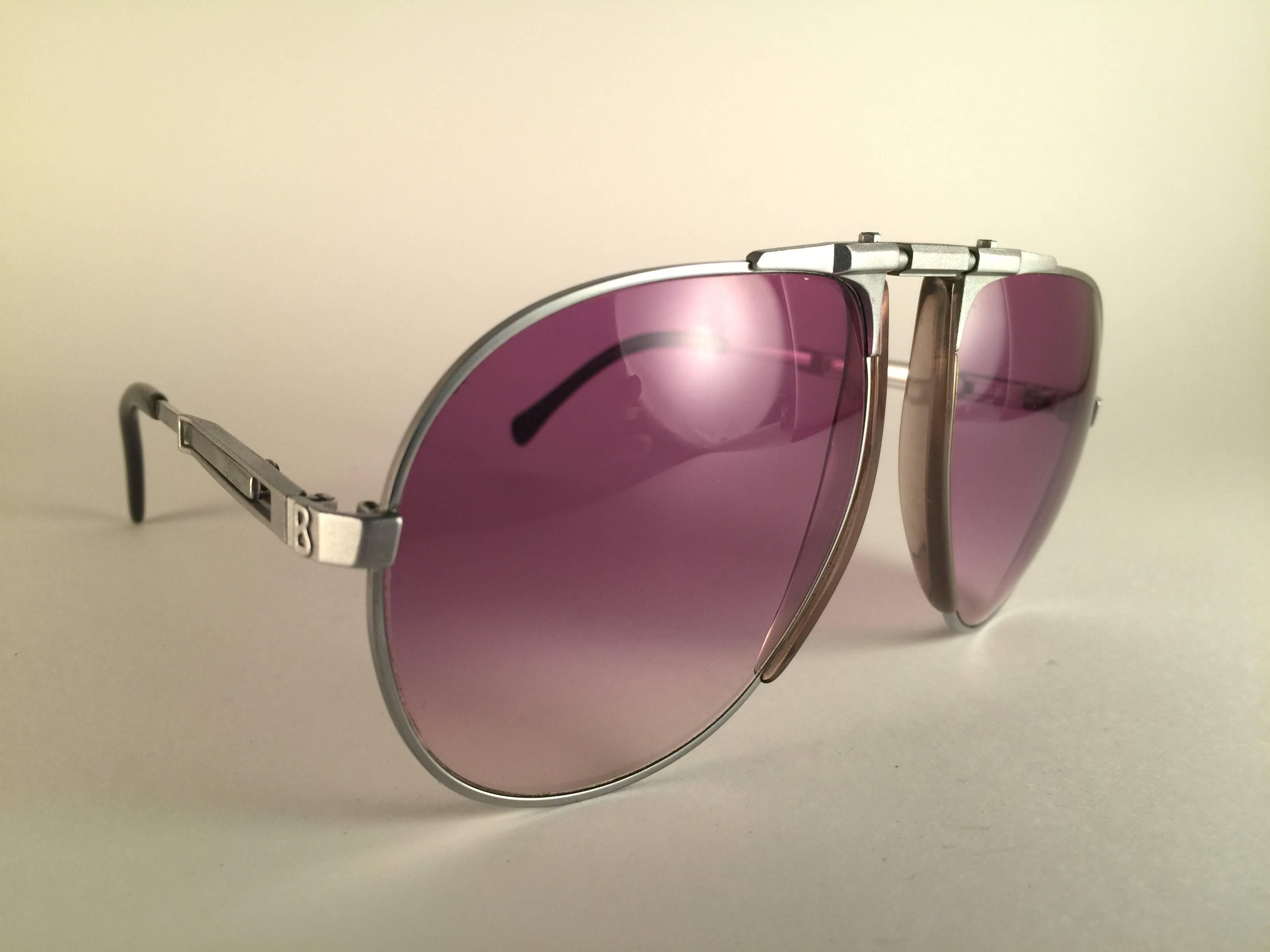 New Vintage Bogner By Eschenbach 7004 11 Silver Matte Roger Moore 007 Sunglasses In New Condition In Baleares, Baleares