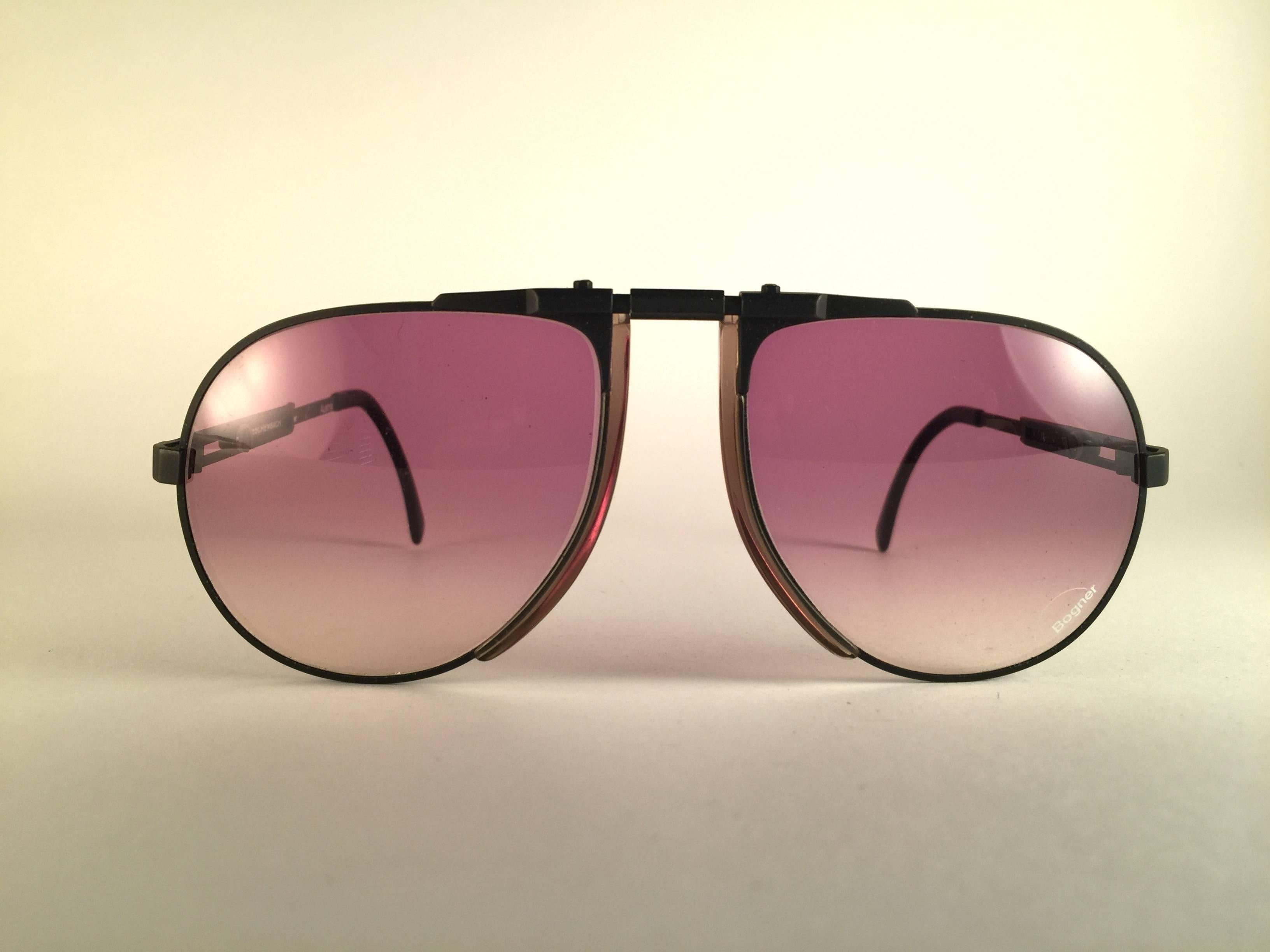 Neu Vintage Bogner von Eschenbach 7001 13 schwarz matt Roger Moore 007 Sonnenbrille (Schwarz)