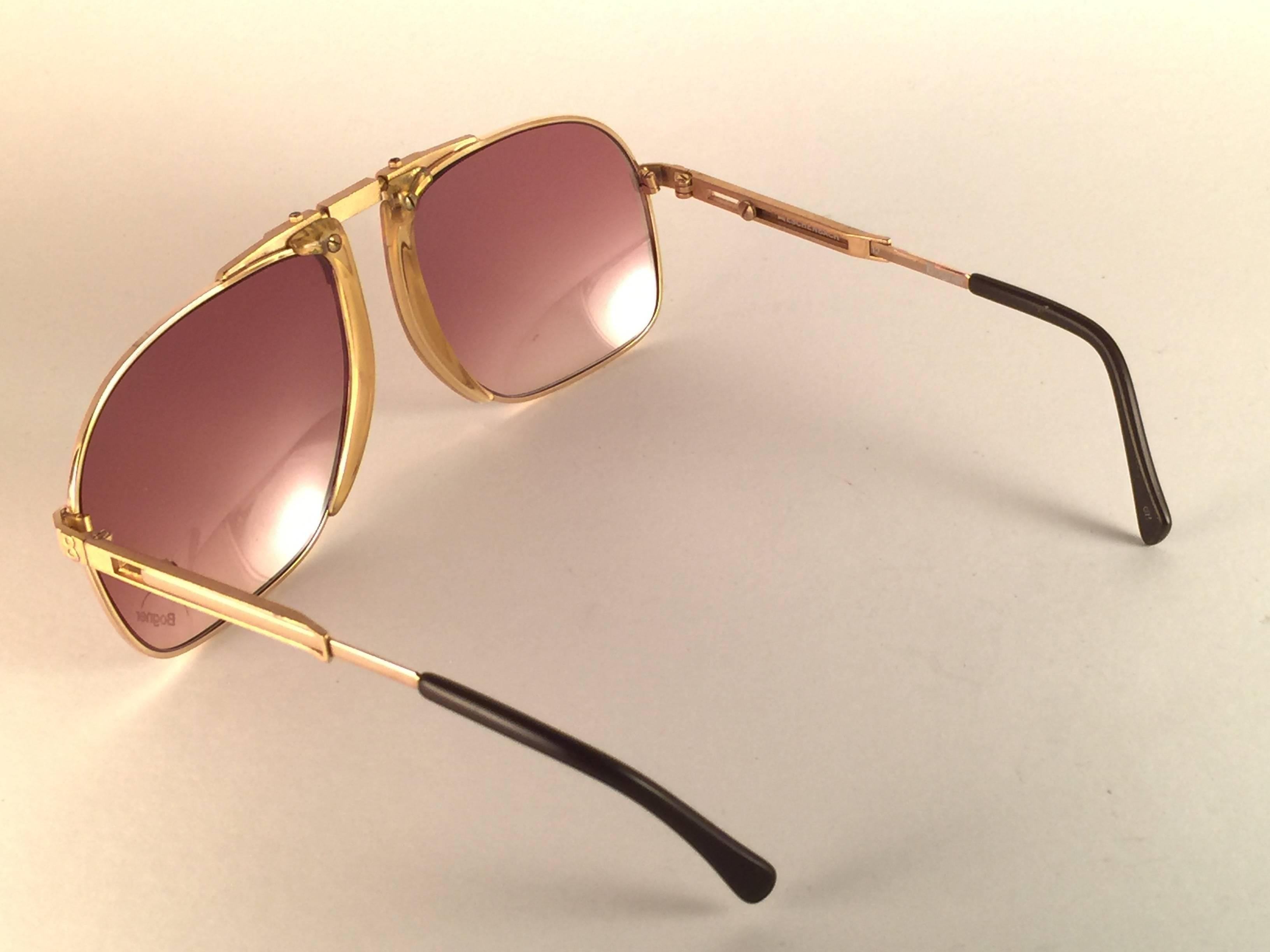 Neu Vintage Bogner by Eschenbach 7002 12 Gold Matte Roger Moore 007 Sonnenbrille Herren