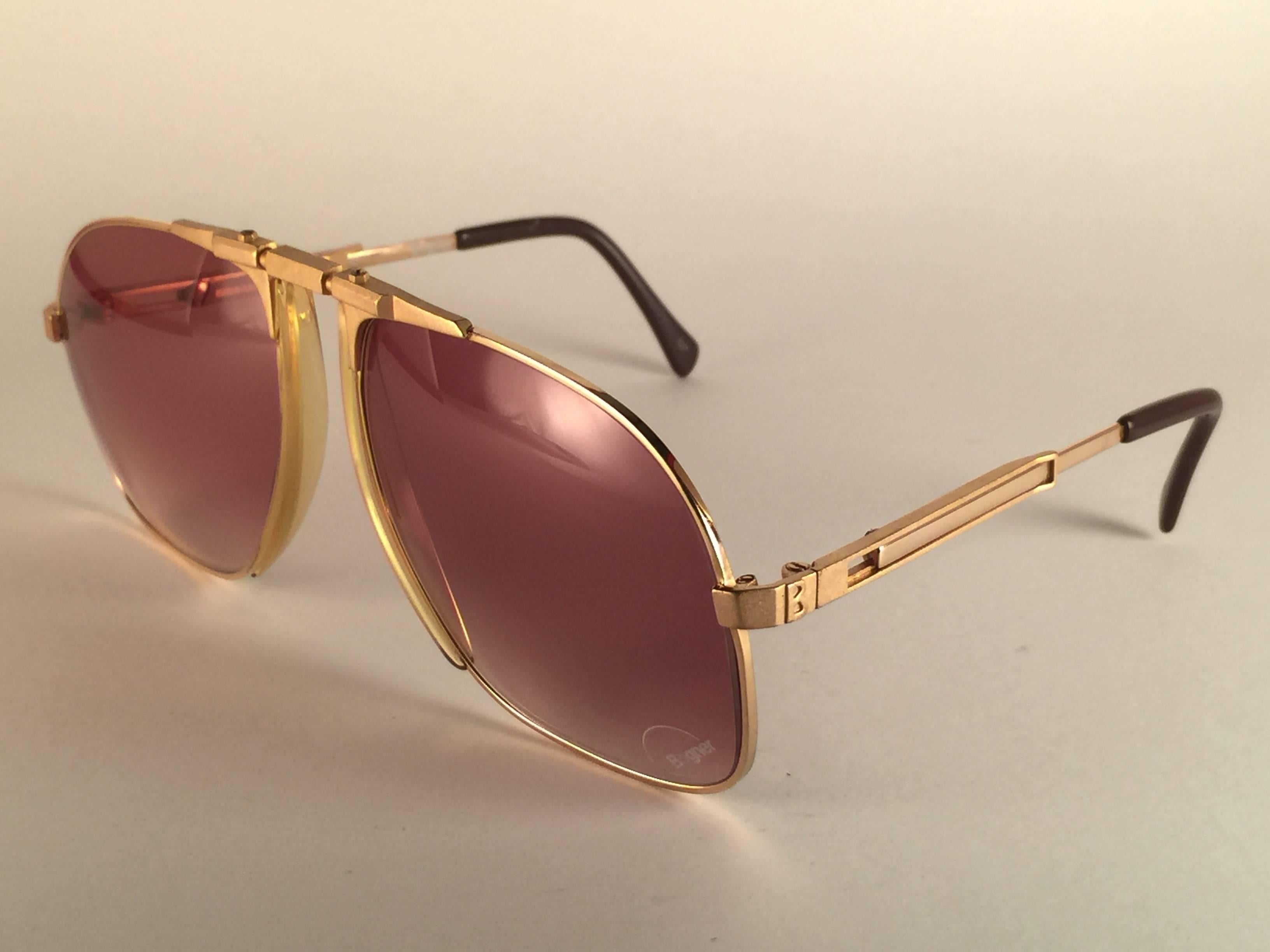 Neu Vintage Bogner by Eschenbach 7002 12 Gold Matte Roger Moore 007 Sonnenbrille im Zustand „Neu“ in Baleares, Baleares