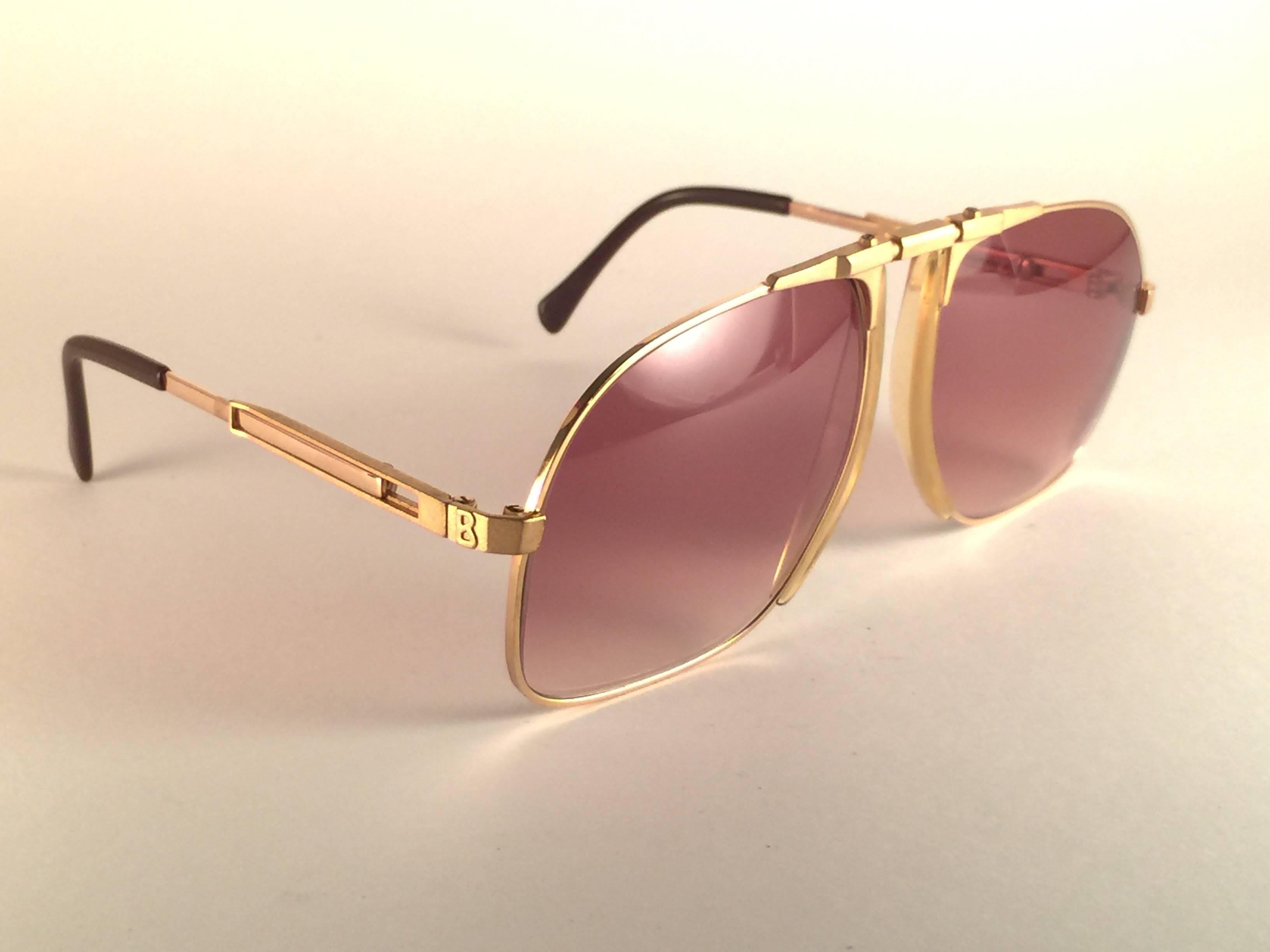 Neu Vintage Bogner by Eschenbach 7002 12 Gold Matte Roger Moore 007 Sonnenbrille (Schwarz)