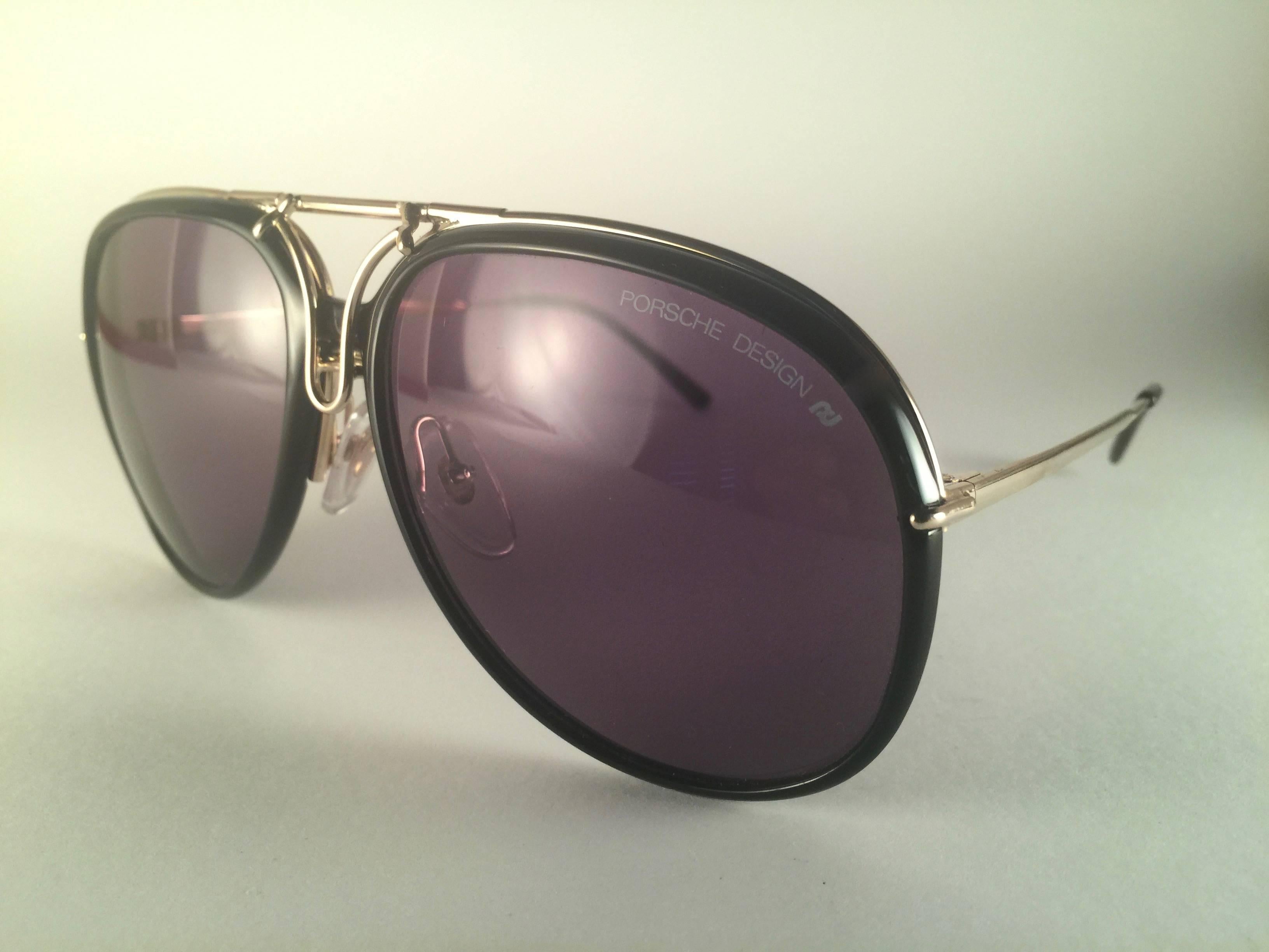 New Vintage Porsche Design By Carrera 5632 Gold Changeable Front Sunglasses In New Condition For Sale In Baleares, Baleares