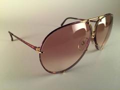 New Vintage Porsche 5623 Tortuga & Gold Frame 1980s Large Sunglasses Germany