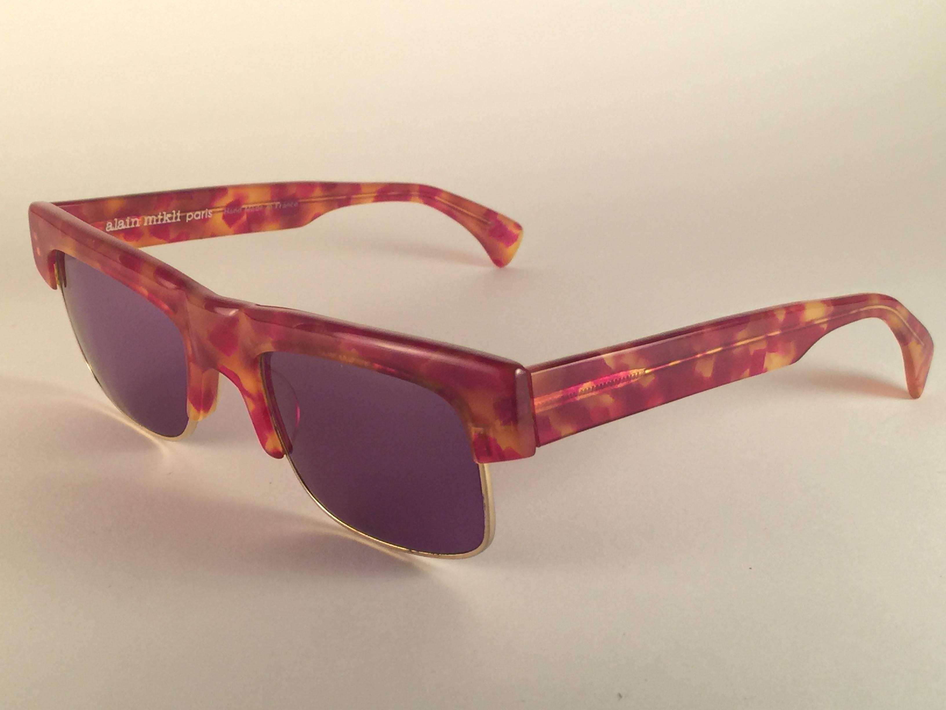  New Vintage Alain Mikli Tortoise & Gold 621 Made in France Sunglasses 1980's In New Condition In Baleares, Baleares