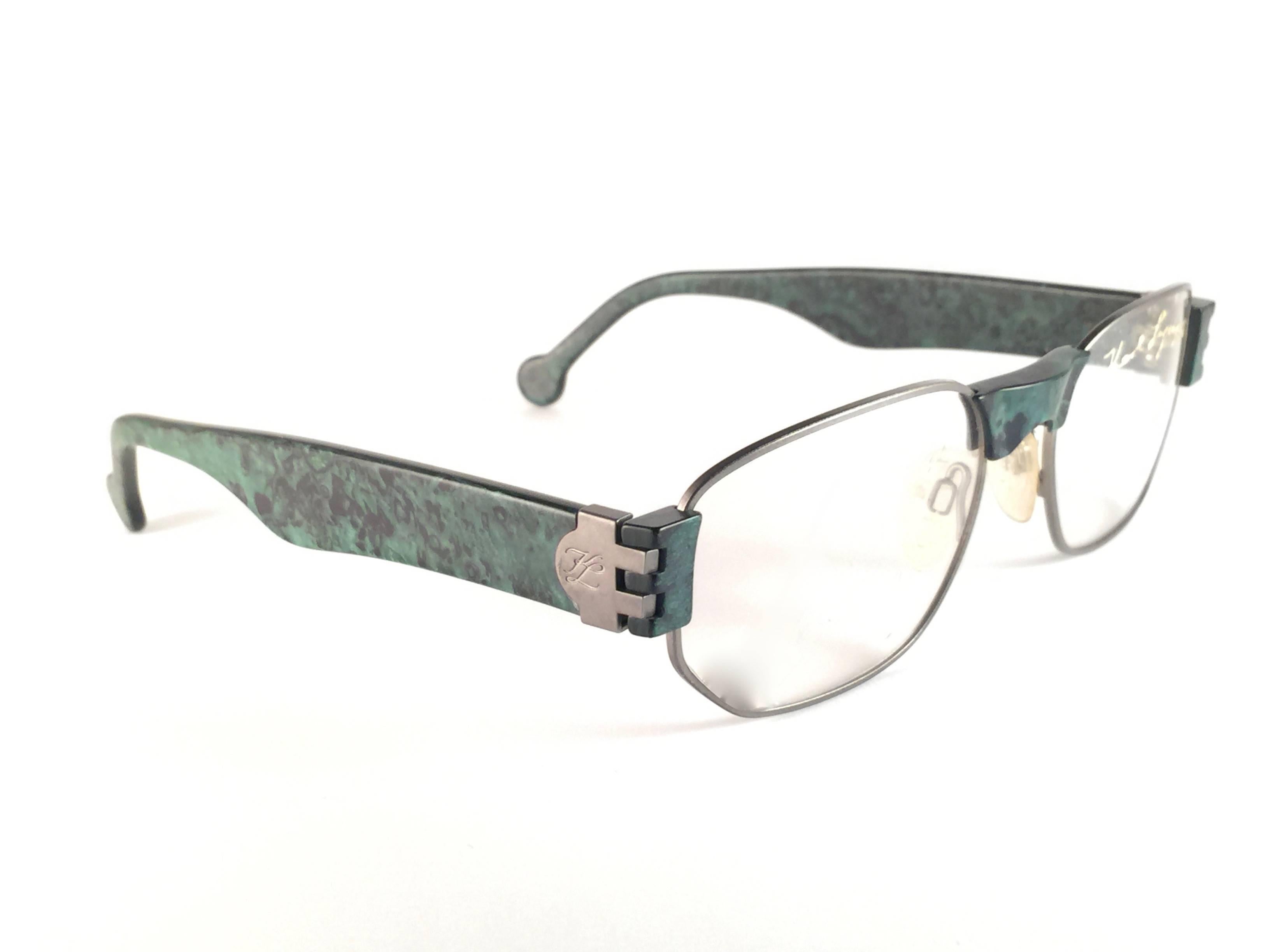 New, never worn Karl Lagerfeld marbled green frame, ready for prescription or reading lenses.

Designed and produced in 1990's. Made in Austria.