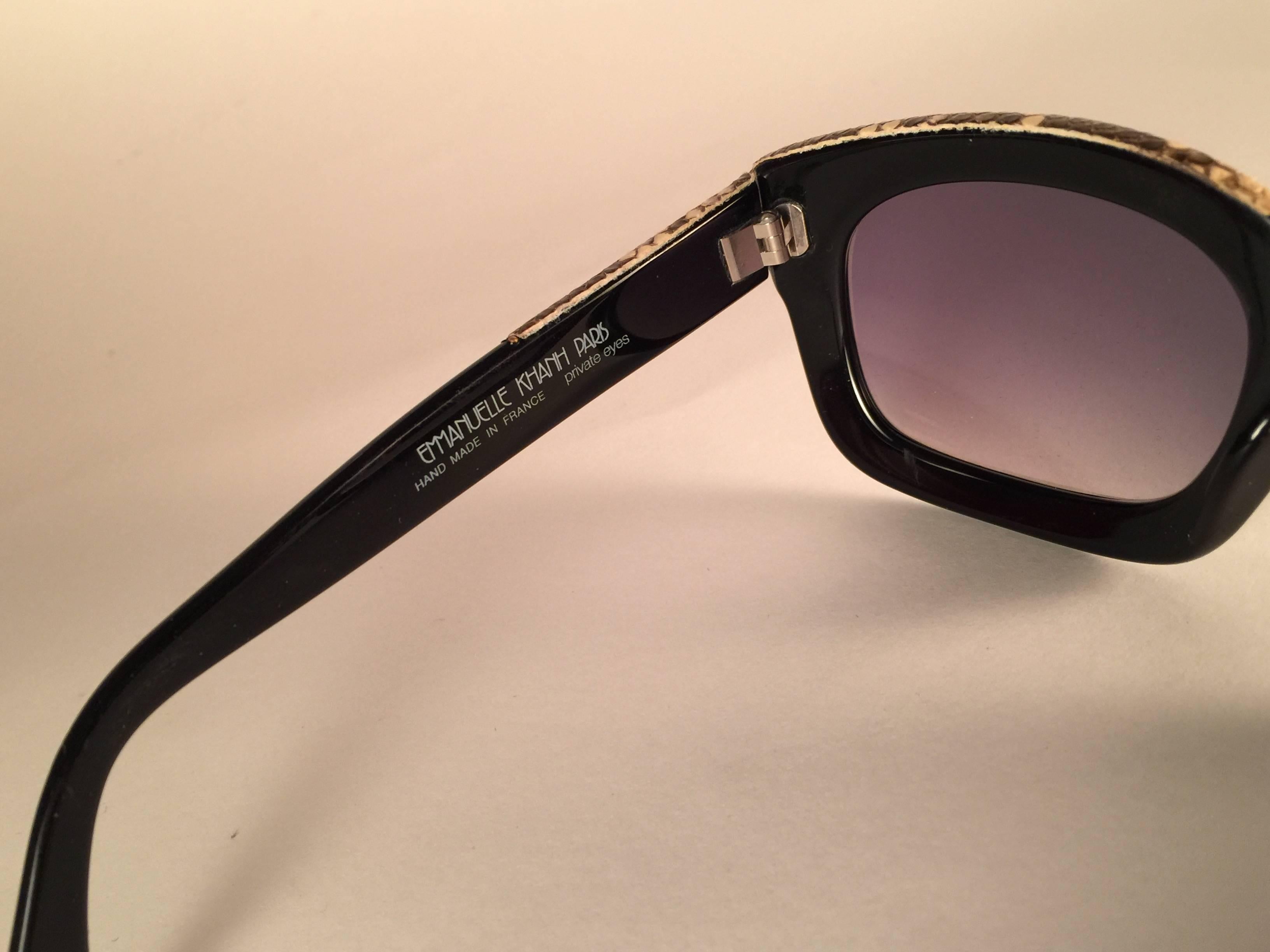 Women's New Vintage Emanuelle Kahn Paris Genuine Python & Black Sunglasses France