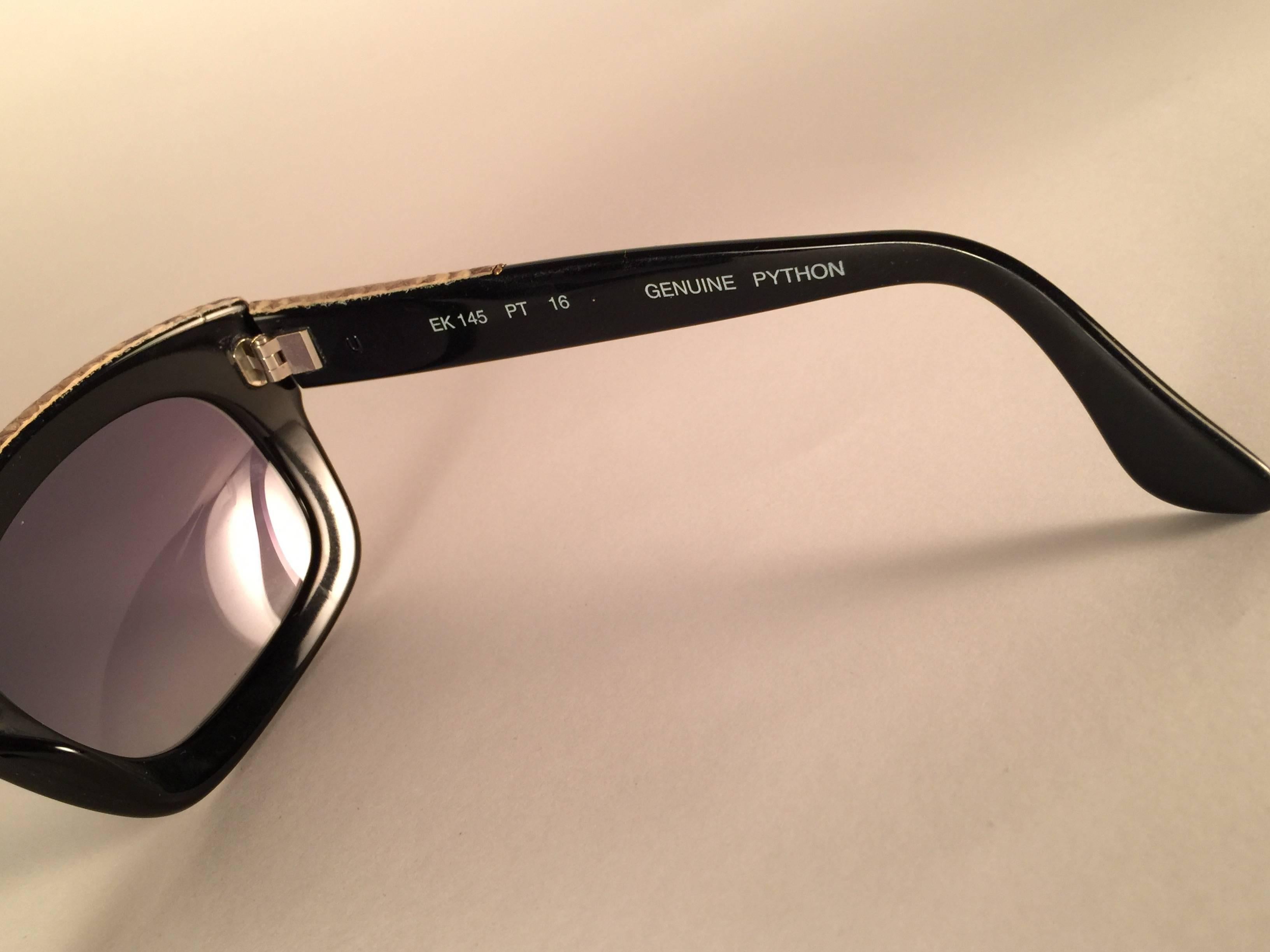 New Vintage Emanuelle Kahn Paris Genuine Python & Black Sunglasses France 1