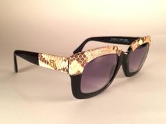 New Vintage Emanuelle Kahn Paris Genuine Python & Black Sunglasses France