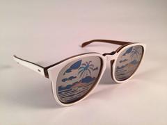 New Vintage Michele Lamy Rare White Frame Mirror Print Rick Owens Sunglasses