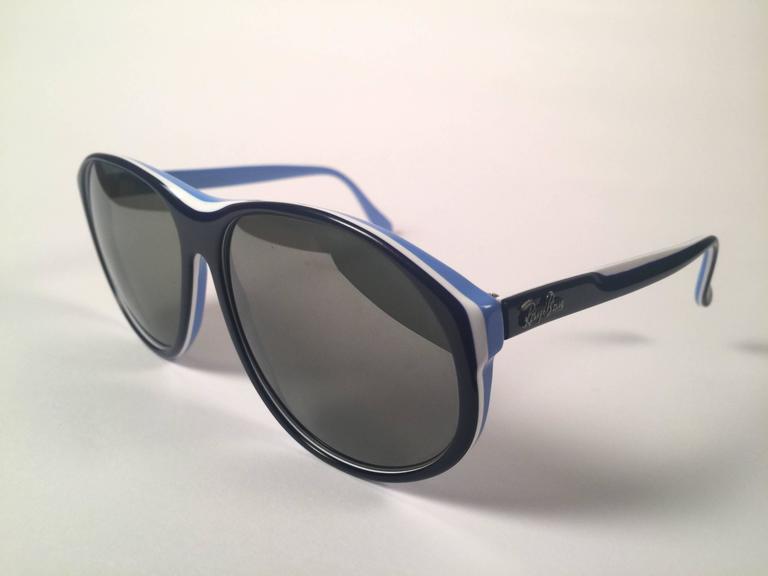 Vintage B&L Ray Ban Arcadia White Blue Yellow VINTAGE RAY BAN ARCADIA WHITE & BLUE MIRROR LENSES USA B&L  main image 2