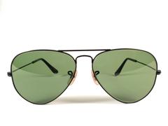 New Vintage Ray Ban Aviator 58Mm Black Grey Lenses 1980's B&L Sunglasses