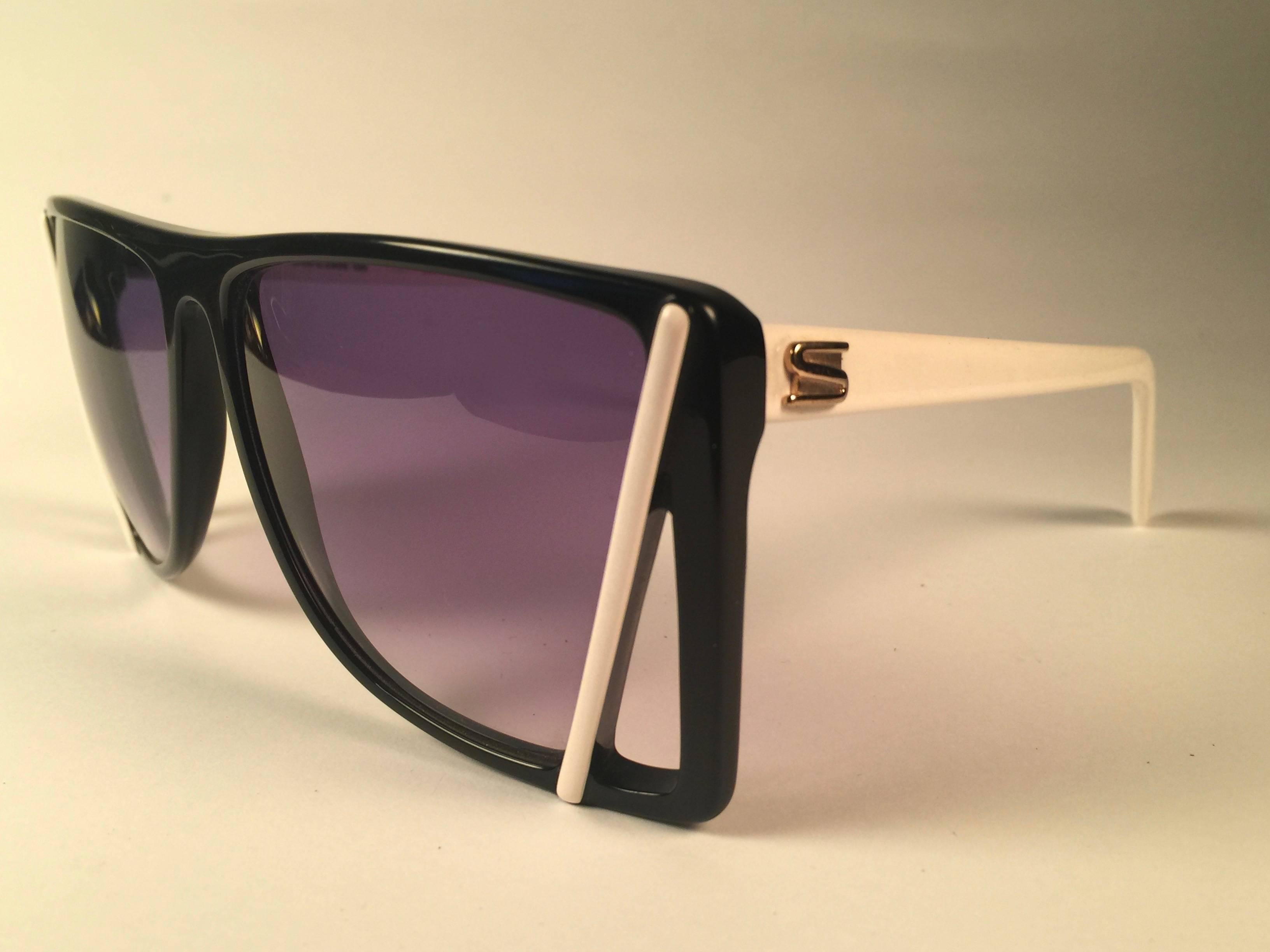 Gray New Vintage Silhouette Black & White Purple Lenses 1980's Sunglasses