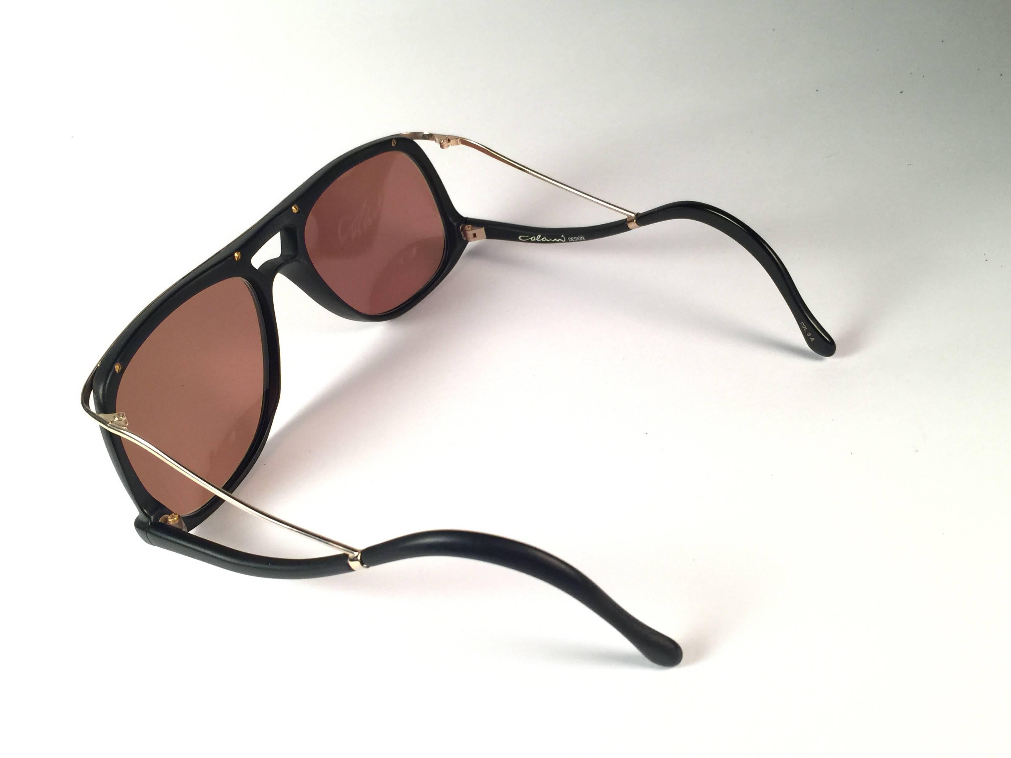 New Vintage Colani Design Black Gold Mirror Lenses Italy 1980's Sunglasses   In New Condition In Baleares, Baleares