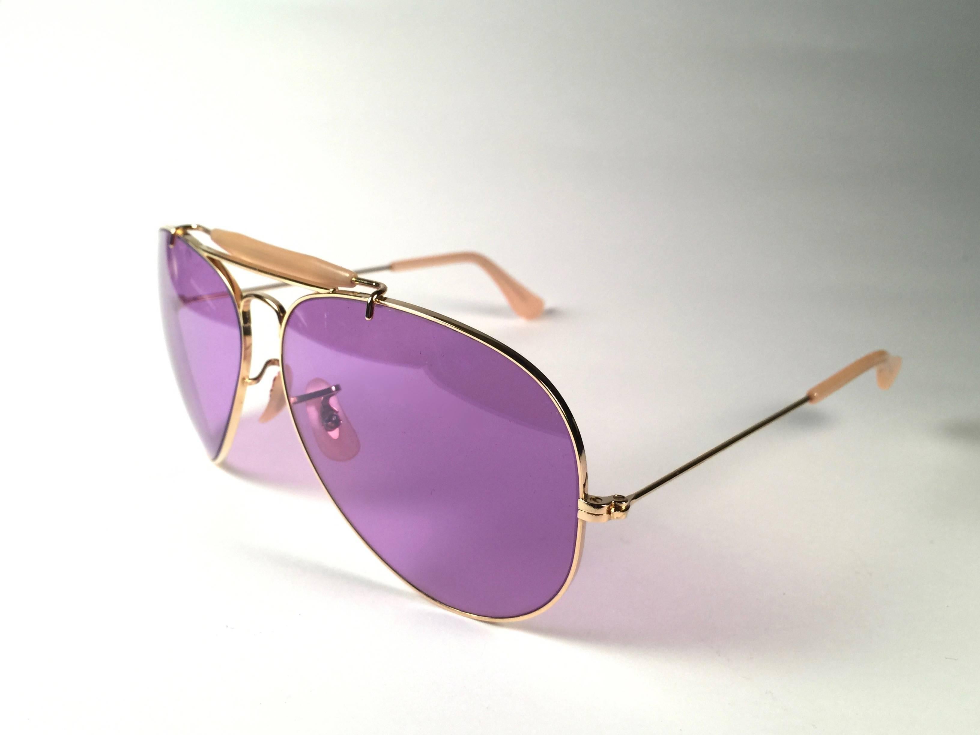 Black New Ray Ban Purple Chromax 62Mm Outdoorsman Collectors Item USA Sunglasses
