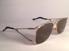 New Vintage Colani Design Gold Solid Brown Lenses Italy 1980's Sunglasses