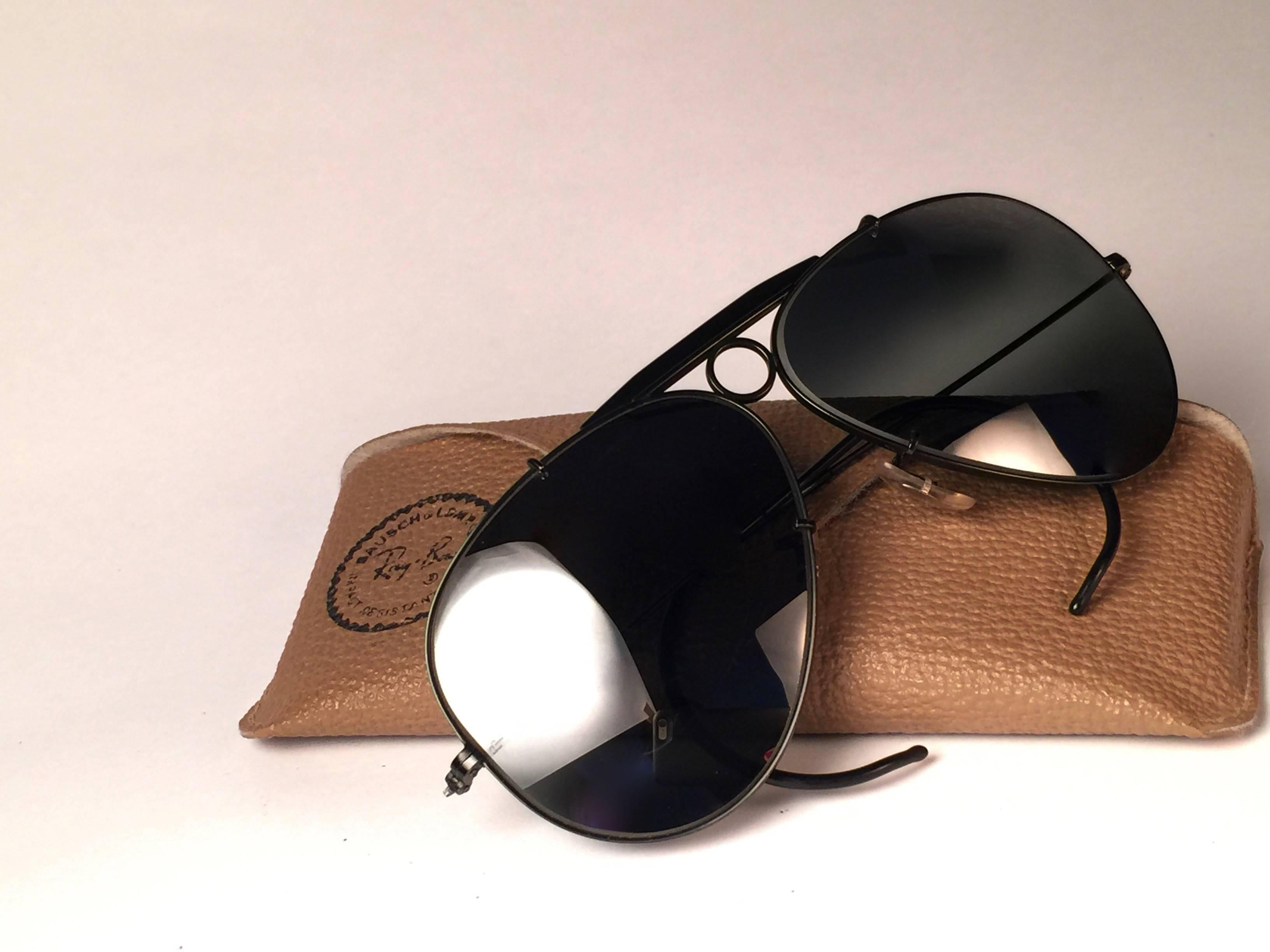 Brown New Vintage Ray Ban Shooter Black Matte 62Mm Double Mirror 1980's B&L Sunglasses