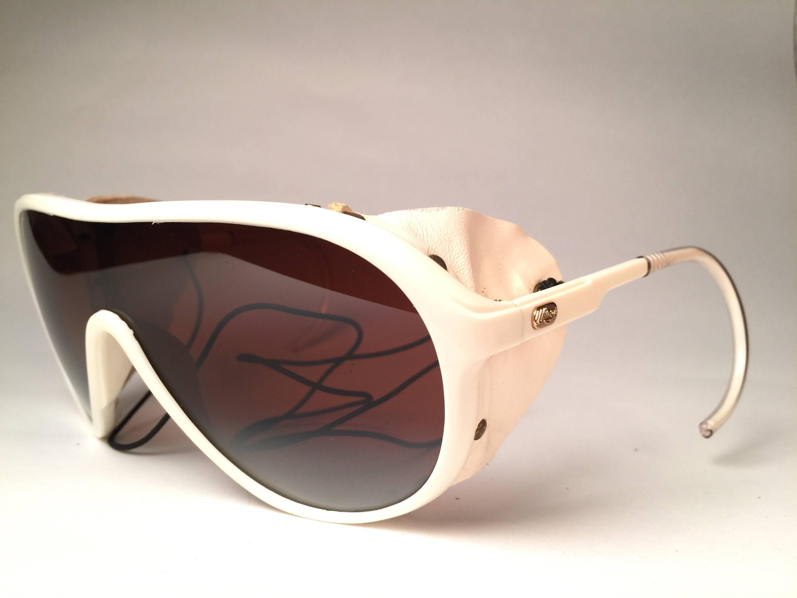 Brown New Vintage Ray Ban B&L Wings White Side Cups Double Mirror Lenses Sunglasses 