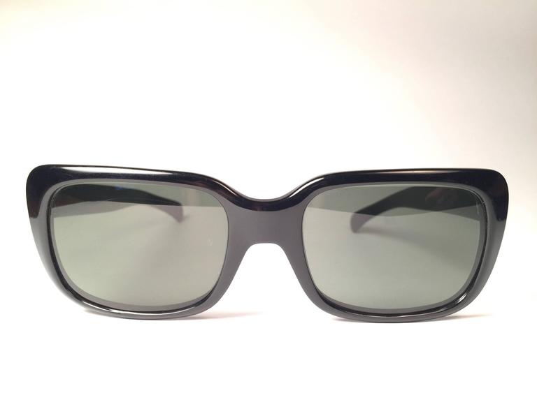 New Vintage Ray Ban Monti Black 1970's G15 Lenses USA Sunglasses at 1stdibs