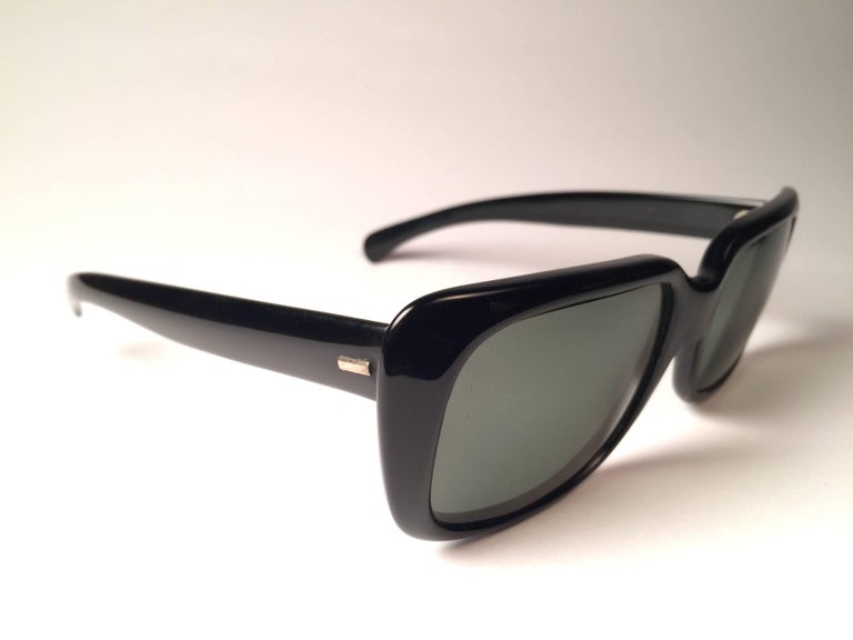 New Vintage Ray Ban Monti Black 1970's G15 Lenses USA Sunglasses at 1stDibs