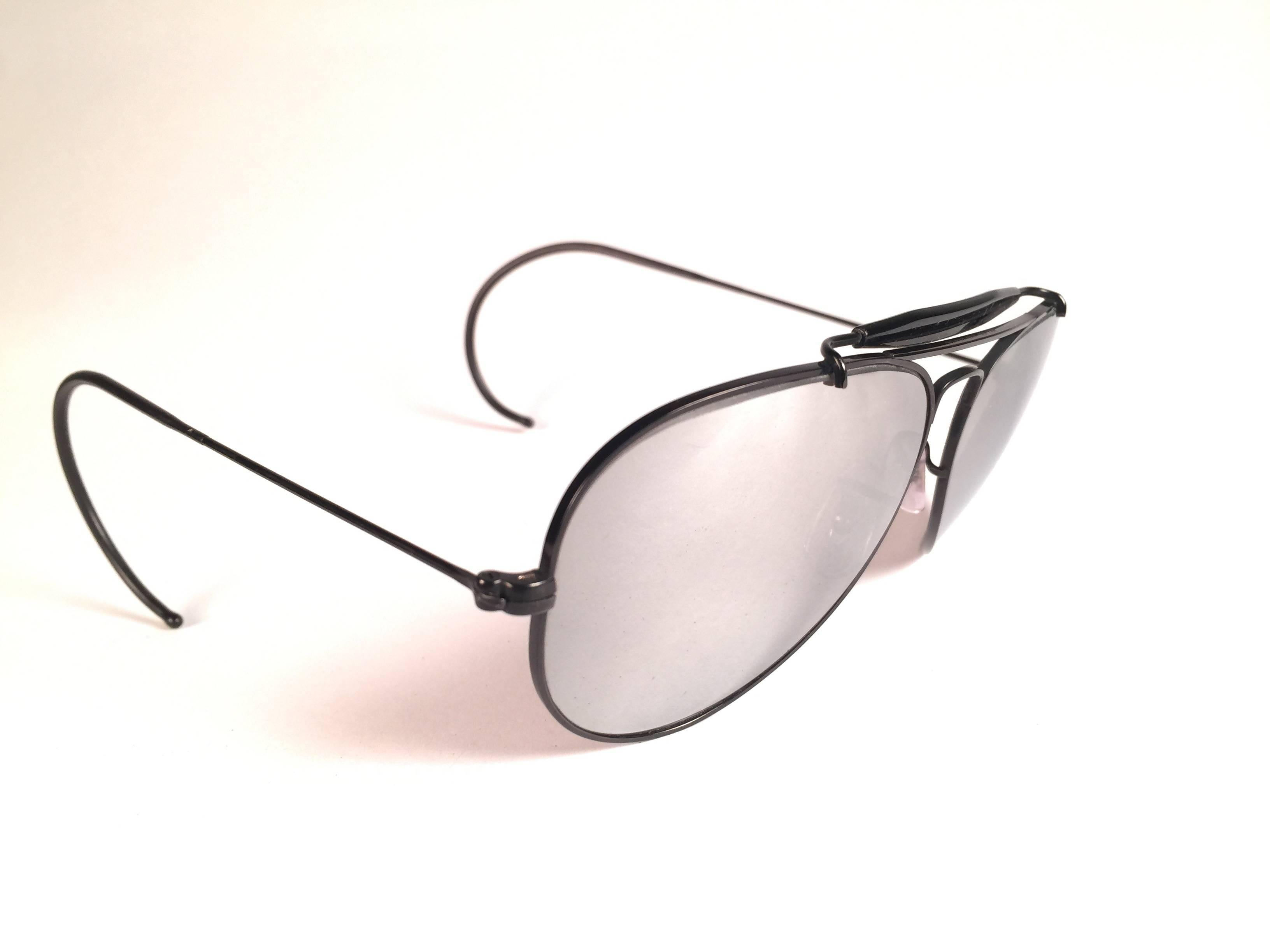 Beige New Vintage Ray Ban Black Outdoorsman 58Mm Full Mirror B&L Sunglasses