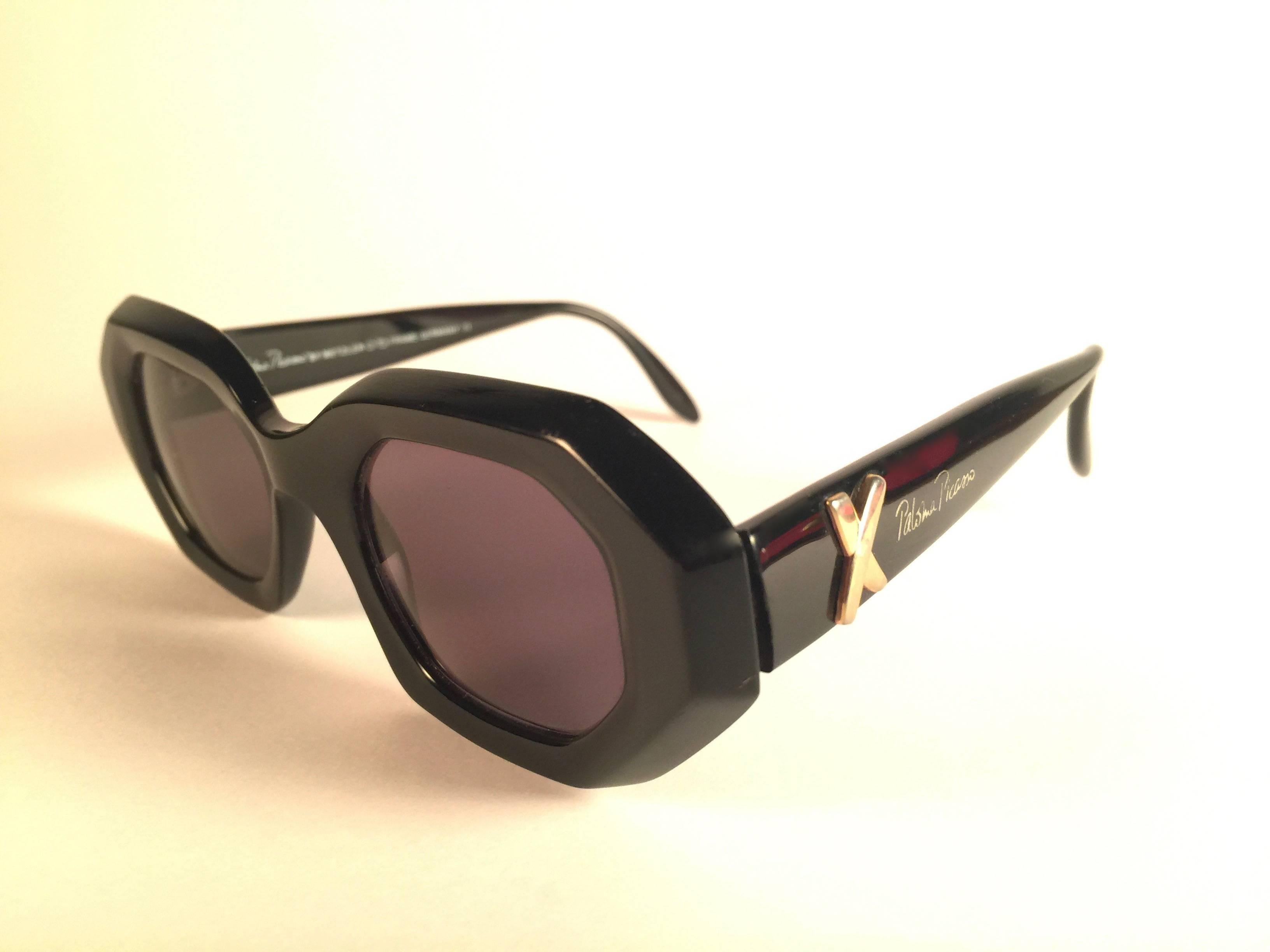 Red Vintage Paloma Picasso Black Small Sunglasses By Metzler Made in Germany 1980's