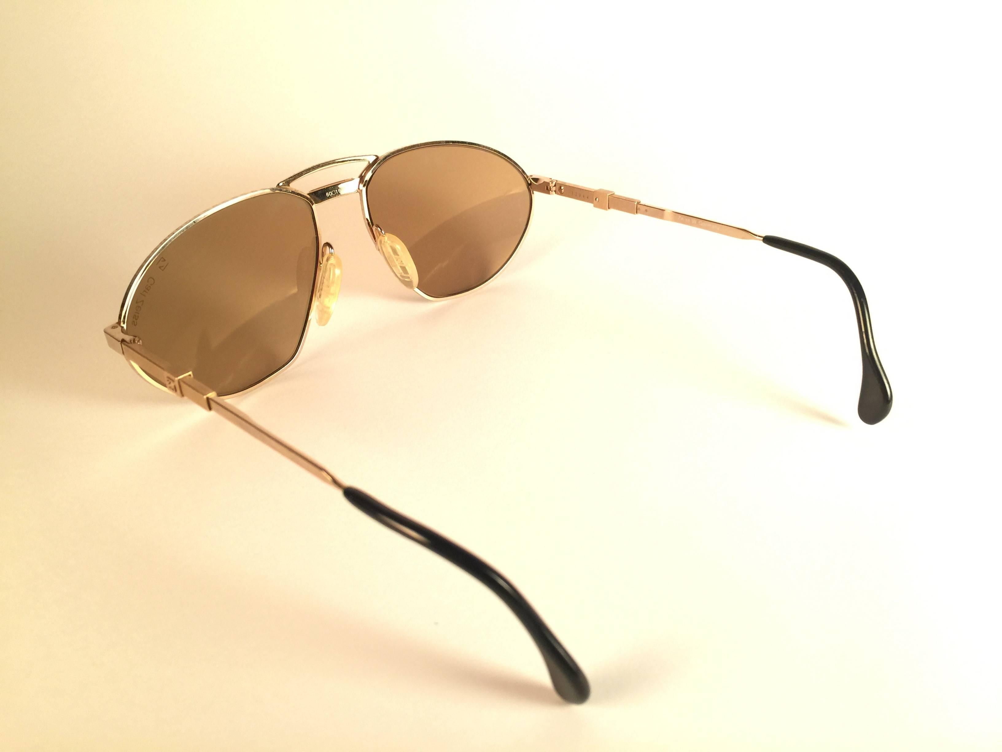 New Vintage Zeiss Competition Tortoise & Gold Brown Lenses 1980's Sunglasses 1