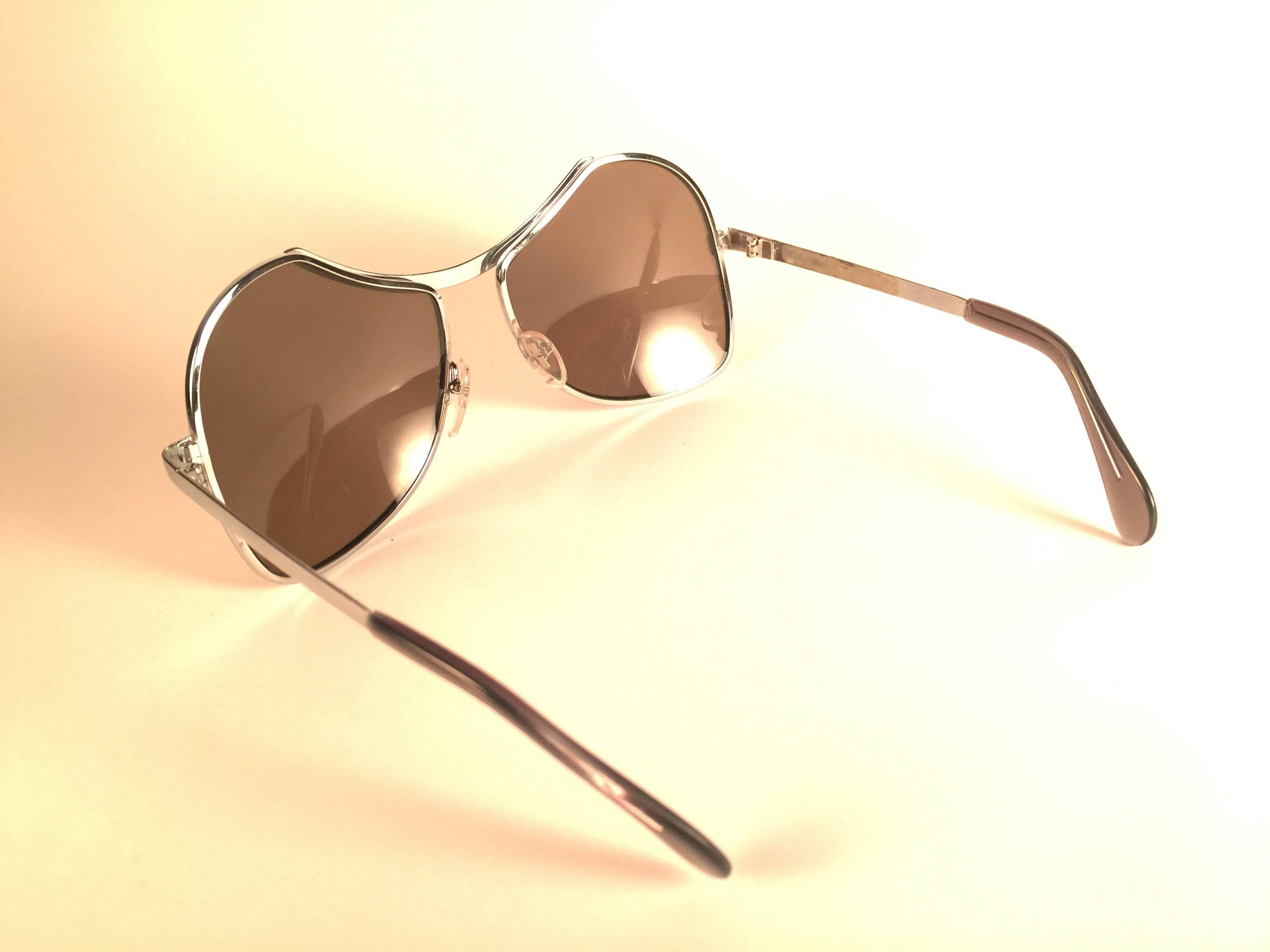 Women's or Men's New Vintage Menrad Silver Funk Brown Lenses Germany 1970 Sunglasses  For Sale