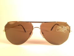 New Vintage Carl Zeiss Jena Gold Brown Grey Accents 1970's Sunglasses