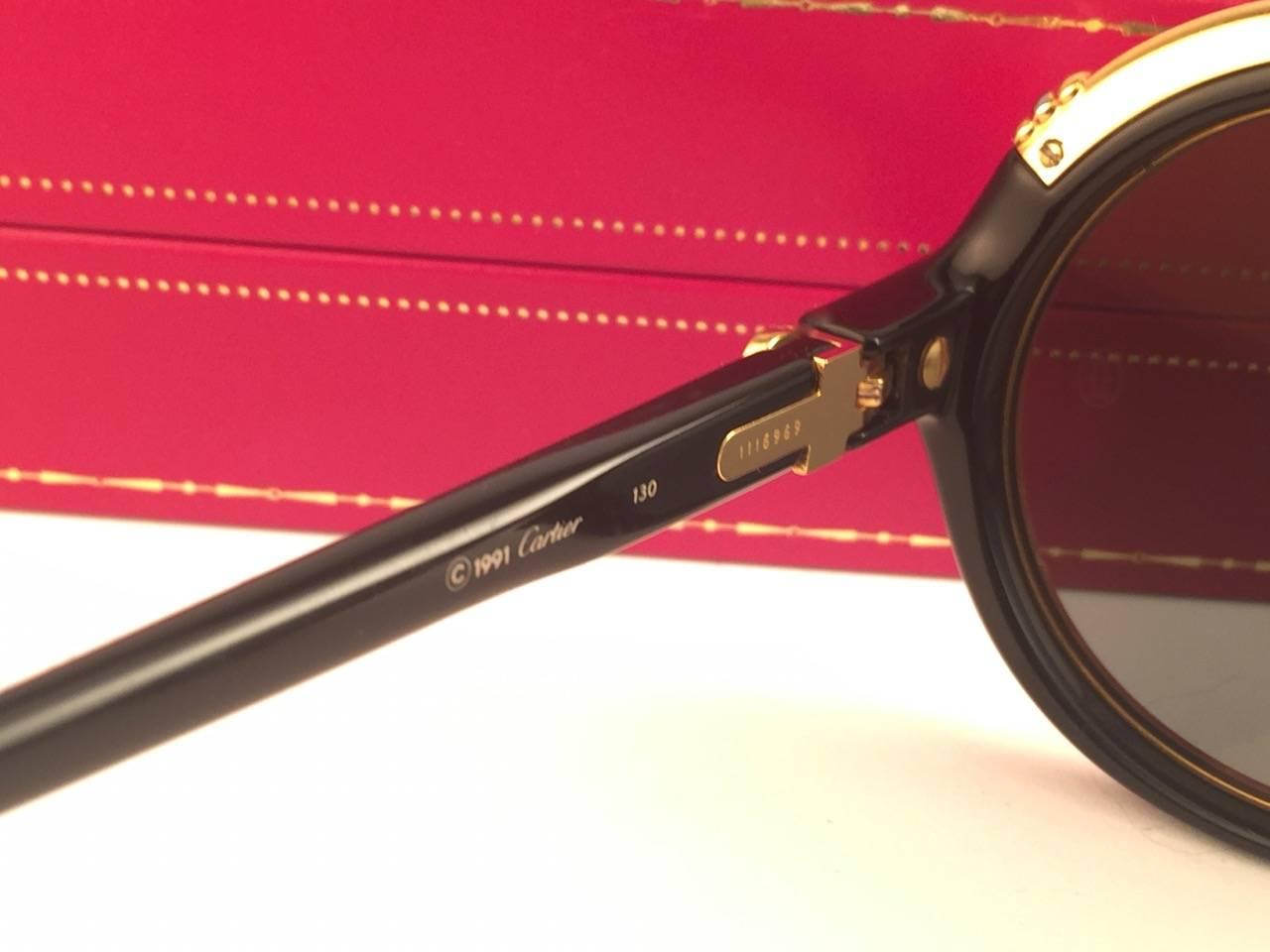 Women's New Cartier Diabolo Gold & Black 53mm 24k Gold Sunglasses France