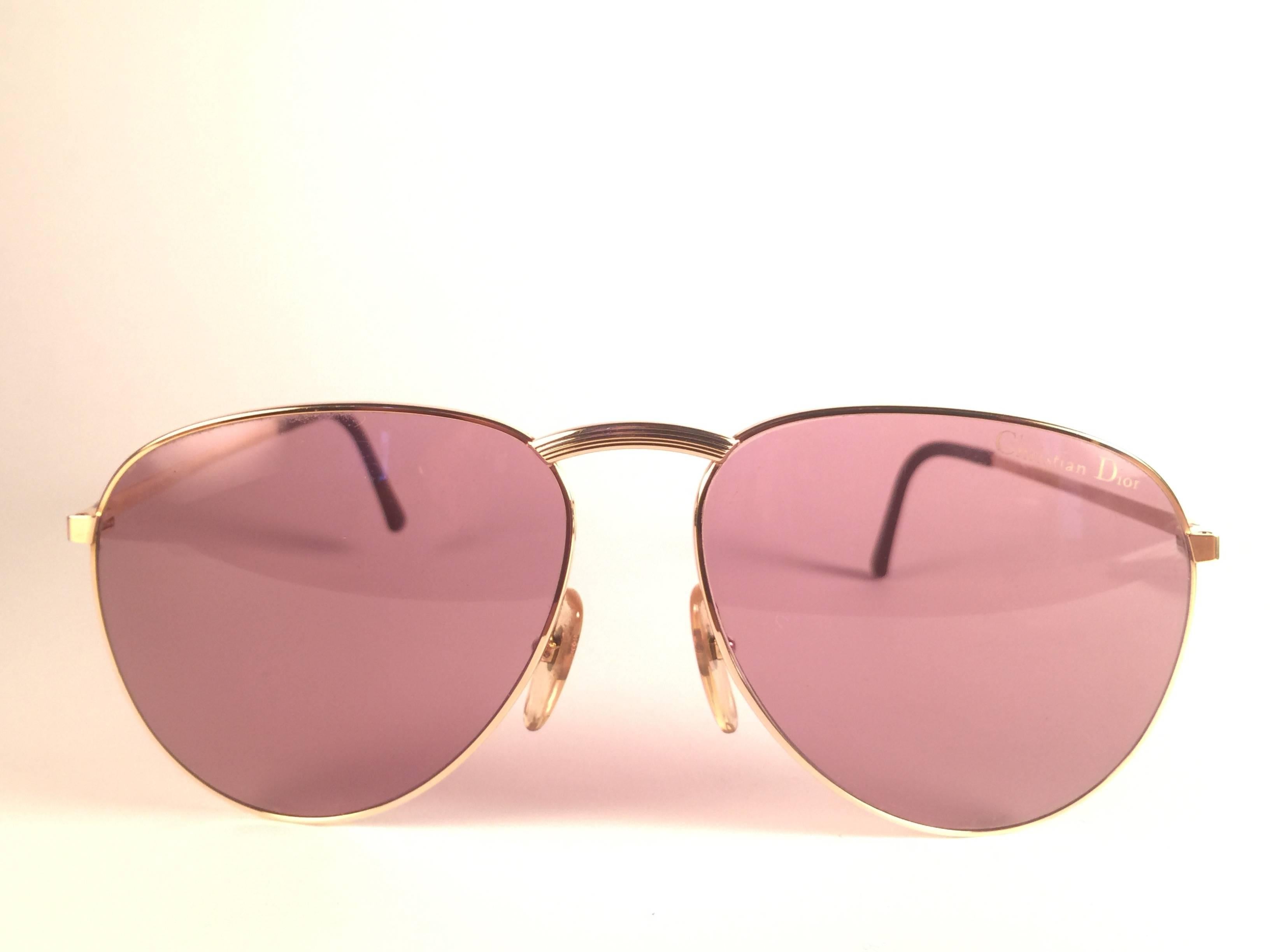 New Vintage Christian Dior 2252 40 Gold frame sunglasses with spotless light brown lenses. 
Designed and produced in the1980’s. Manufactured in Austria

New! never worn or displayed. Flawless pair!