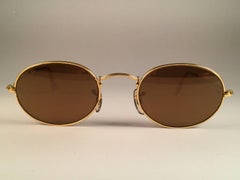 New Vintage Ray Ban Oval Gold Diamond Hard Lenses 1980's B&L Sunglasses