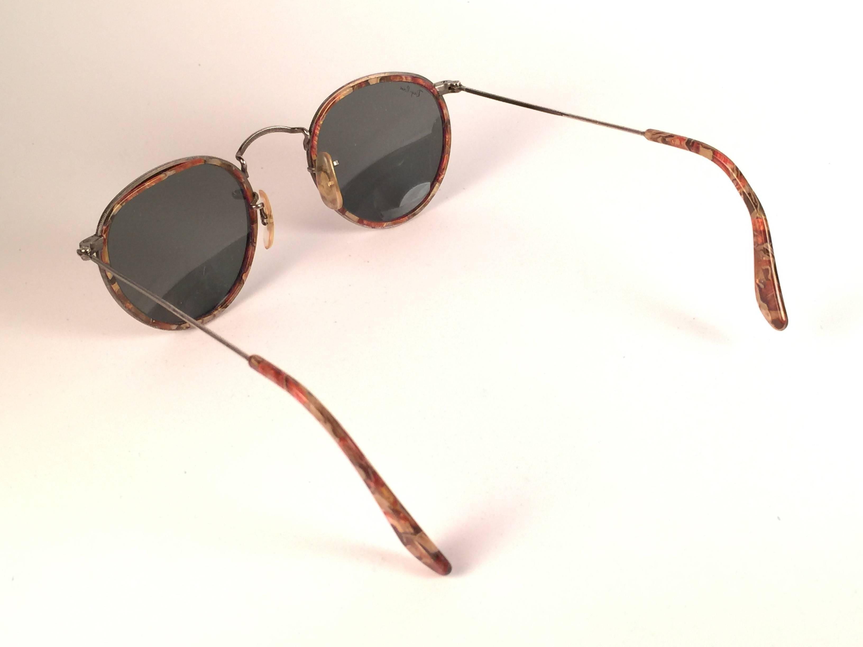 Black Mint Vintage Ray Ban Round Mosaic Classic G15 Lenses 1990's B&L Sunglasses