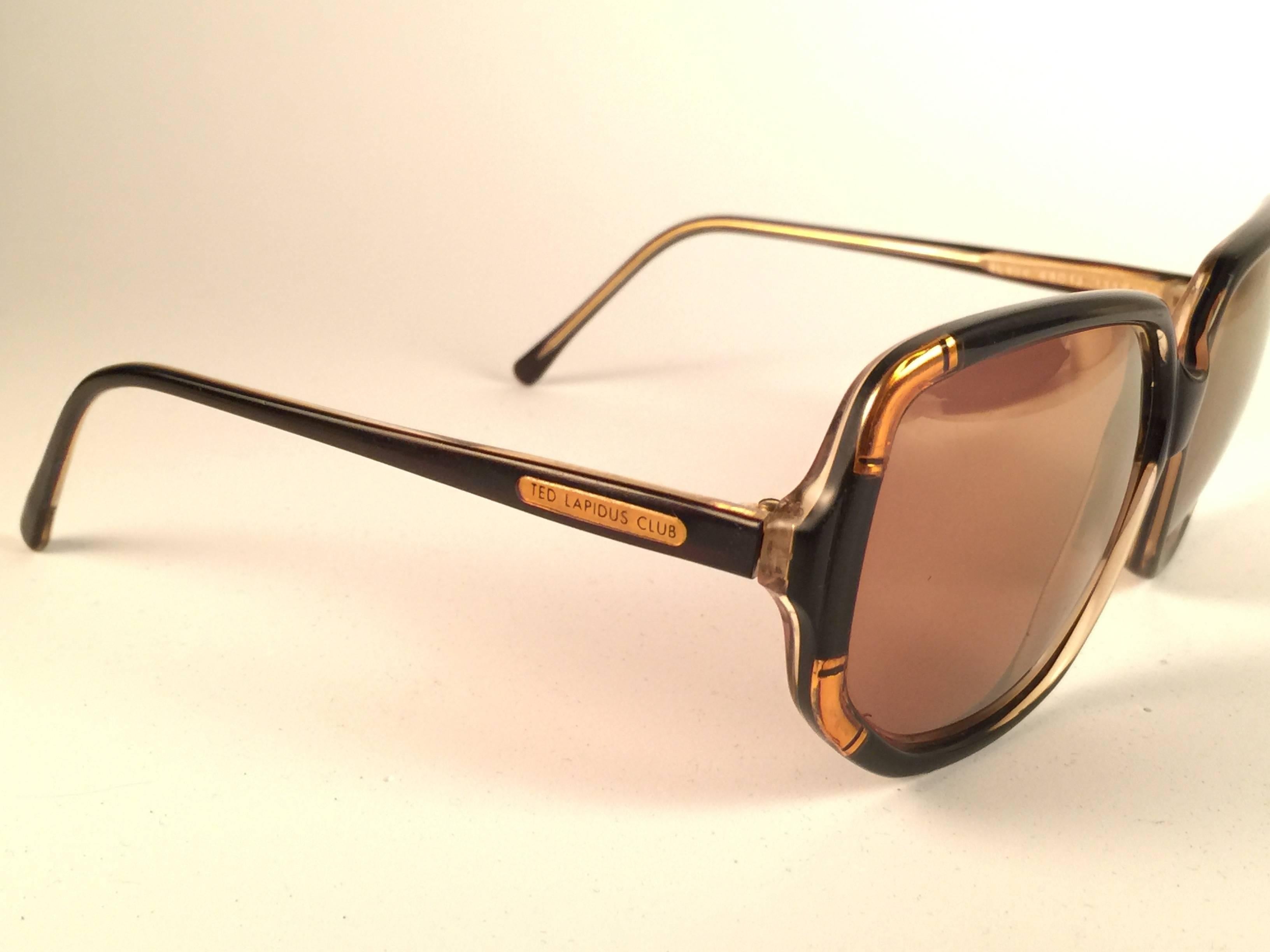 Brown New Vintage Ted Lapidus Paris TLC 807 Copper & Black 1970 Sunglasses Fran