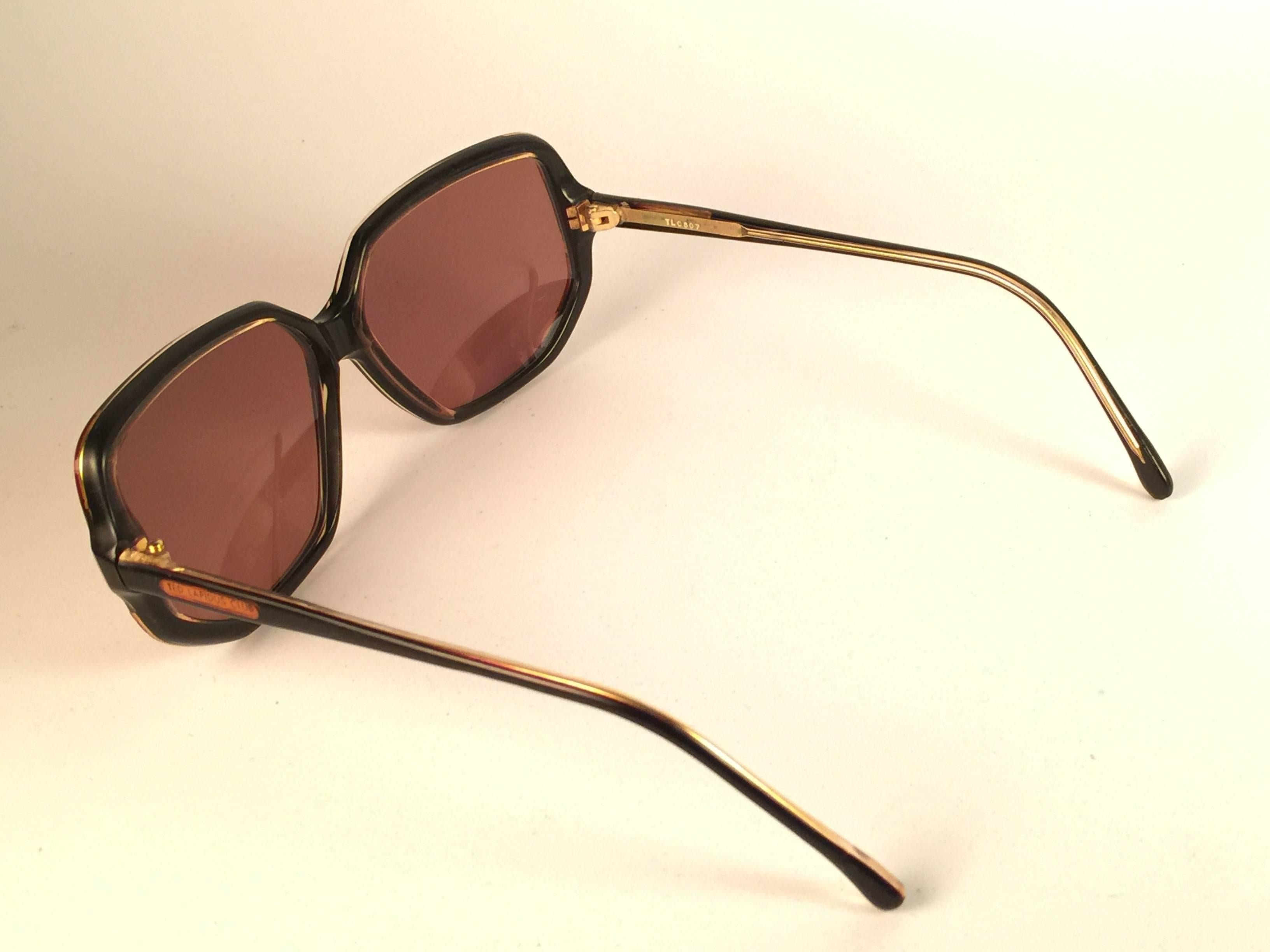 Women's or Men's New Vintage Ted Lapidus Paris TLC 807 Copper & Black 1970 Sunglasses Fran