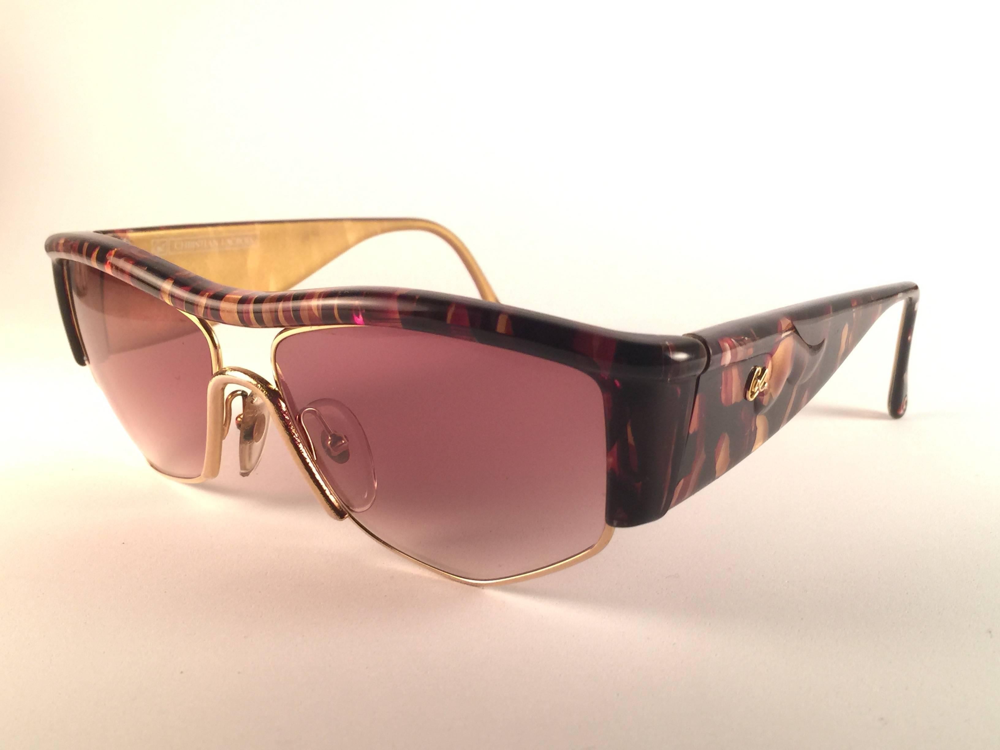 Pink New Vintage Christian Lacroix Gold Accents 1980 France Sunglasses