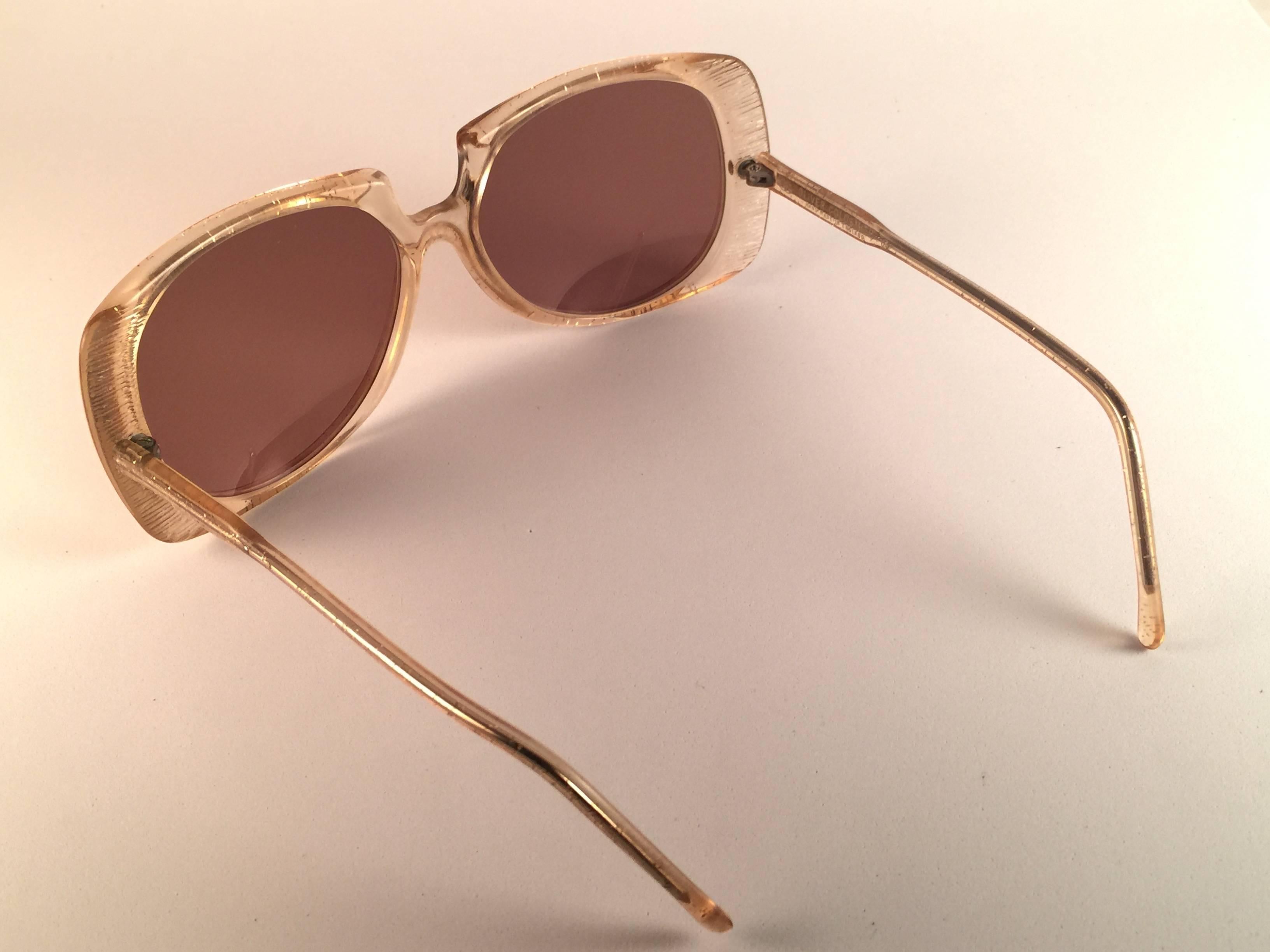 New Vintage Oliver Goldsmith Clear Oversized 1980 Made in England Sunglasses In New Condition For Sale In Baleares, Baleares