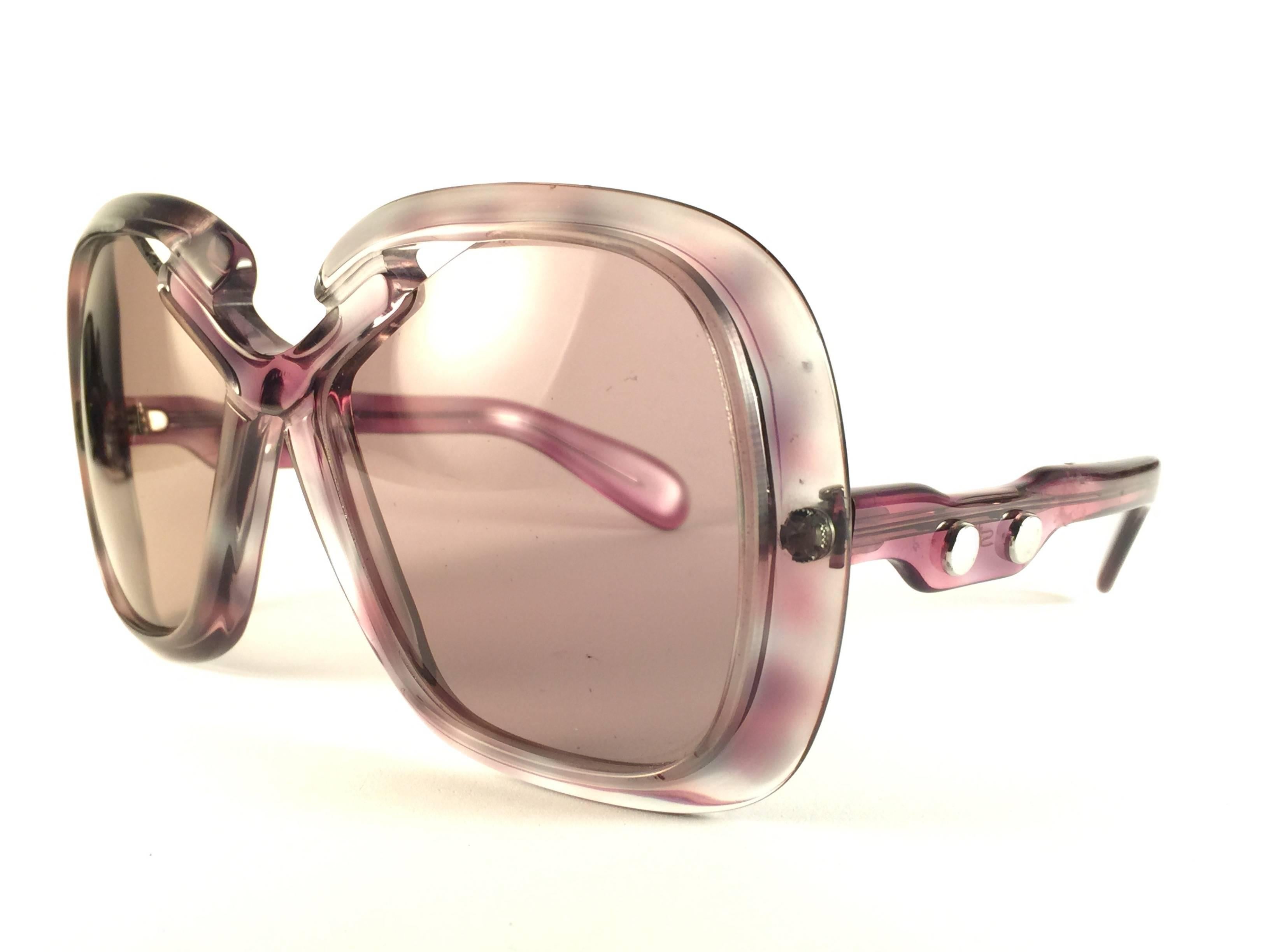 Beige New Vintage Silhouette Clear Oversized Silver Funk Germany 1970 Sunglasses 