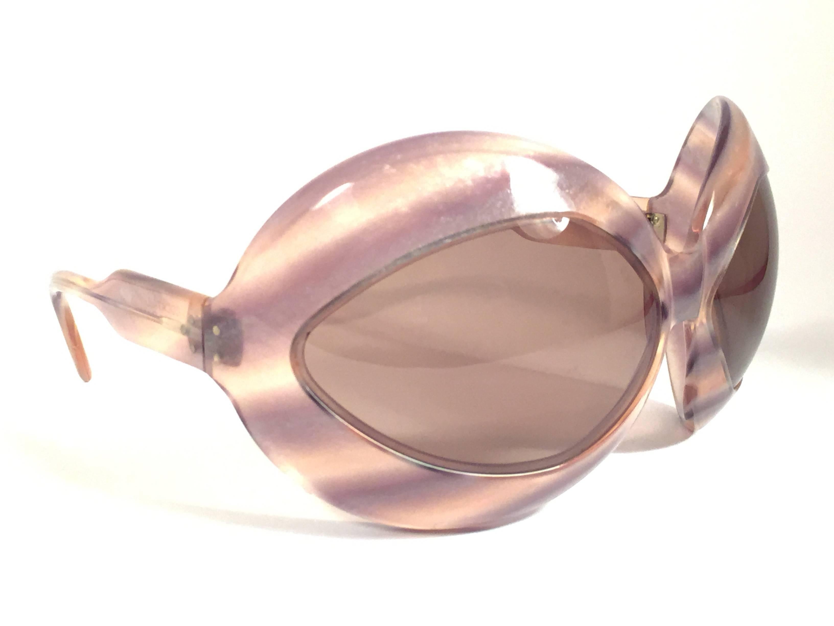 Beige New Vintage Pierre Marly Cocktail Oversized Avantgarde 1960's Sunglasses For Sale