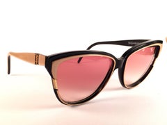 Vintage YSL Yves Saint Laurent Schwarz & Beige Vintage Sonnenbrille 1980 Made in France