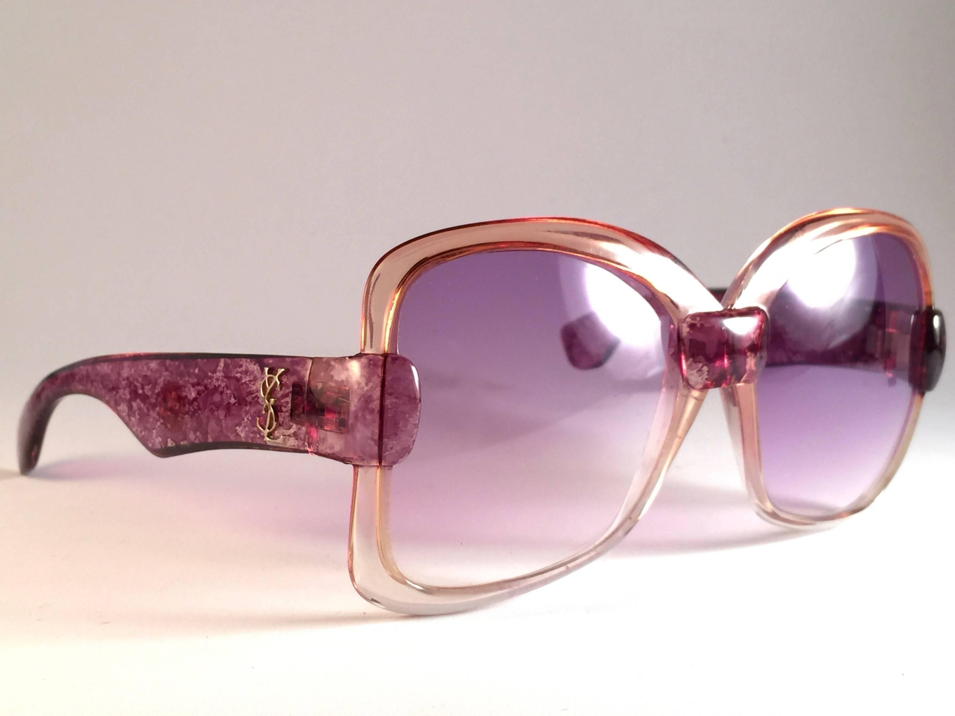 Rose New Vintage Yves Saint Laurent YSL 541 Clear Magenta 1970 France Sunglasses