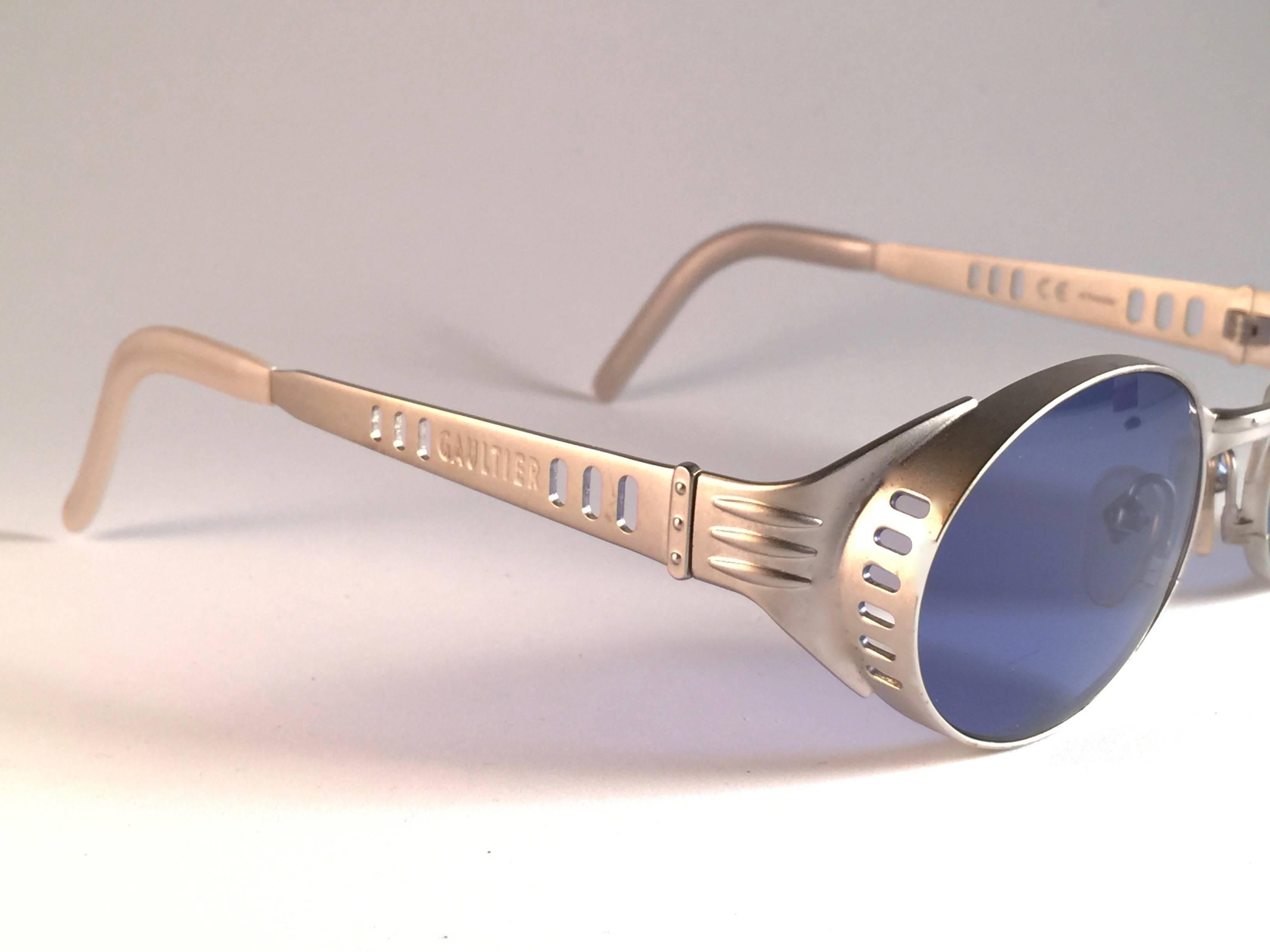 Women's or Men's New Vintage Jean Paul Gaultier 56 6102 Matte Silver JPG 1980 Sunglasses