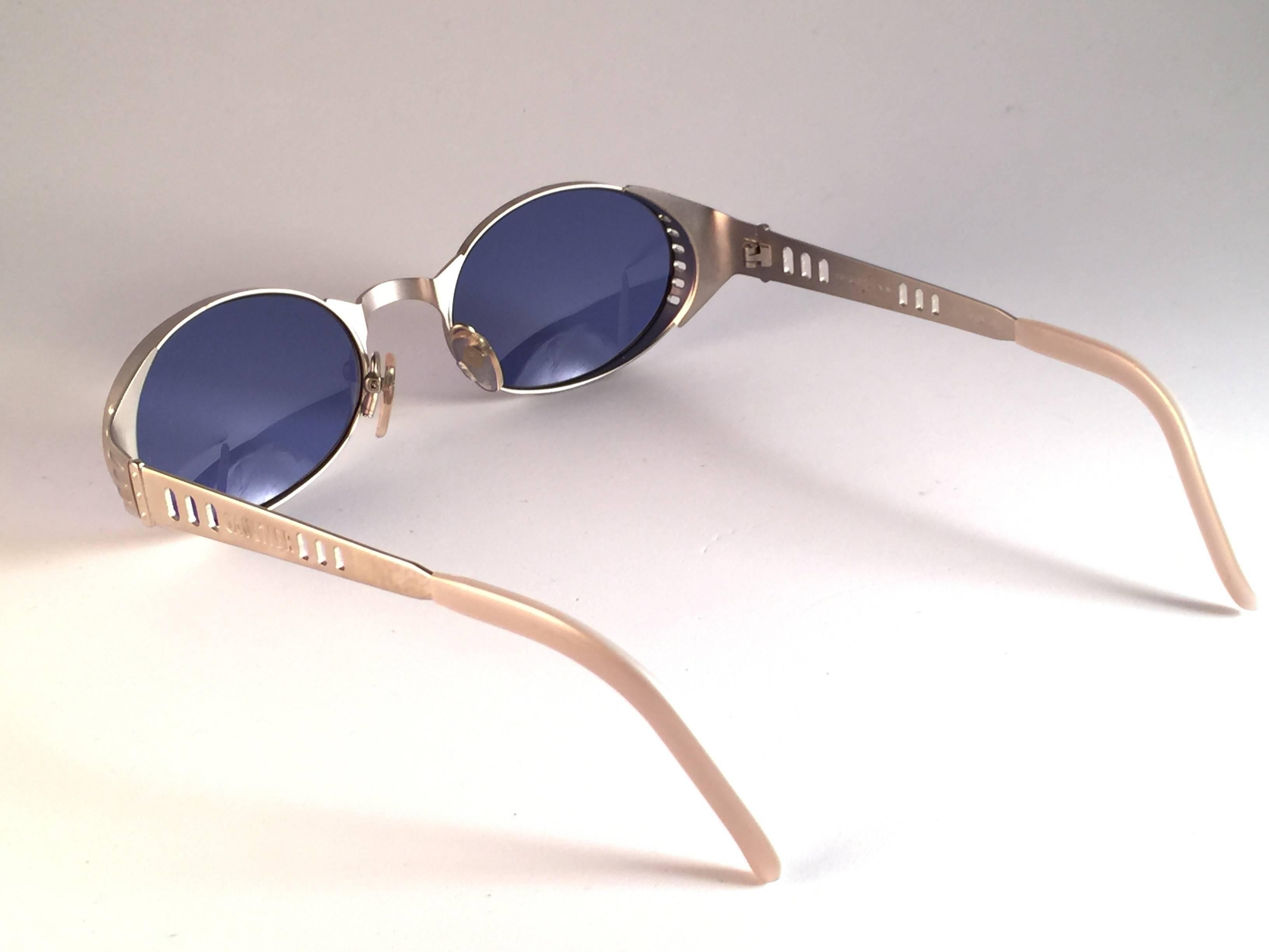 New Vintage Jean Paul Gaultier 56 6102 Matte Silver JPG 1980 Sunglasses 1