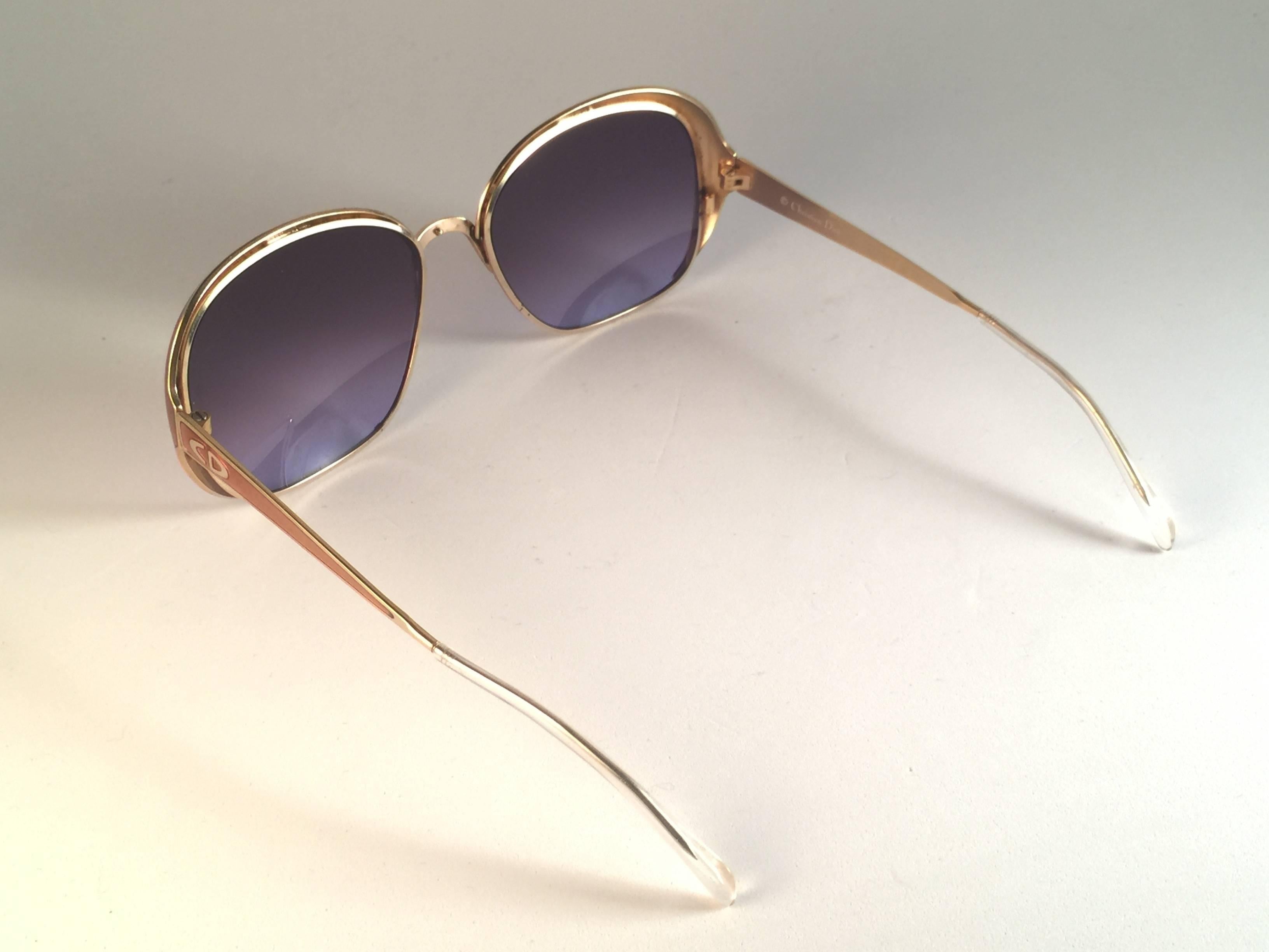Gray New Vintage Christian Dior 2132 44 Gold & Black Sunglasses Austria