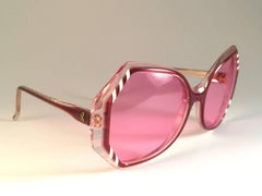 New Vintage Rochas Clear Red Candy Pink Lenses 1980's Sunglasses
