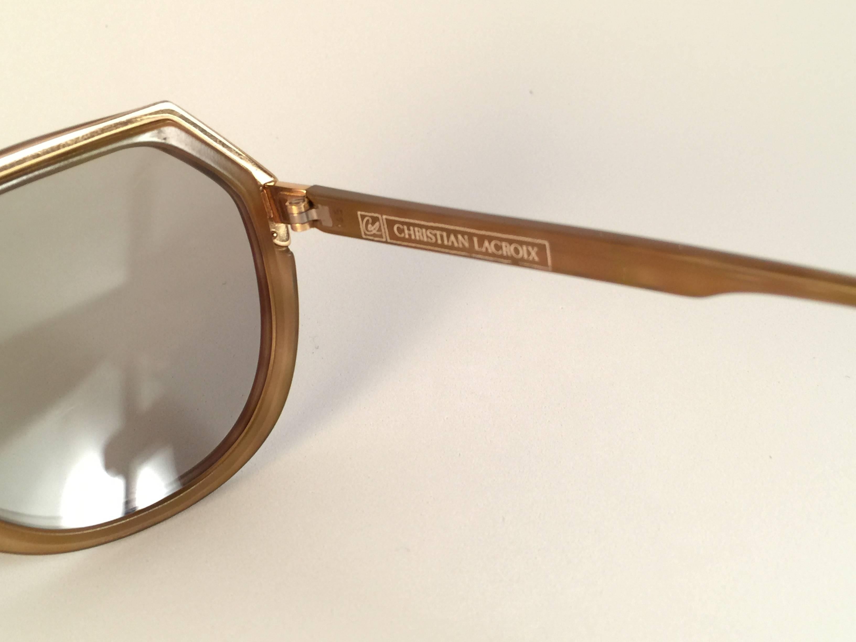 Women's New Vintage Christian Lacroix Ocre Gold Accents 1980 France Sunglass For Sale