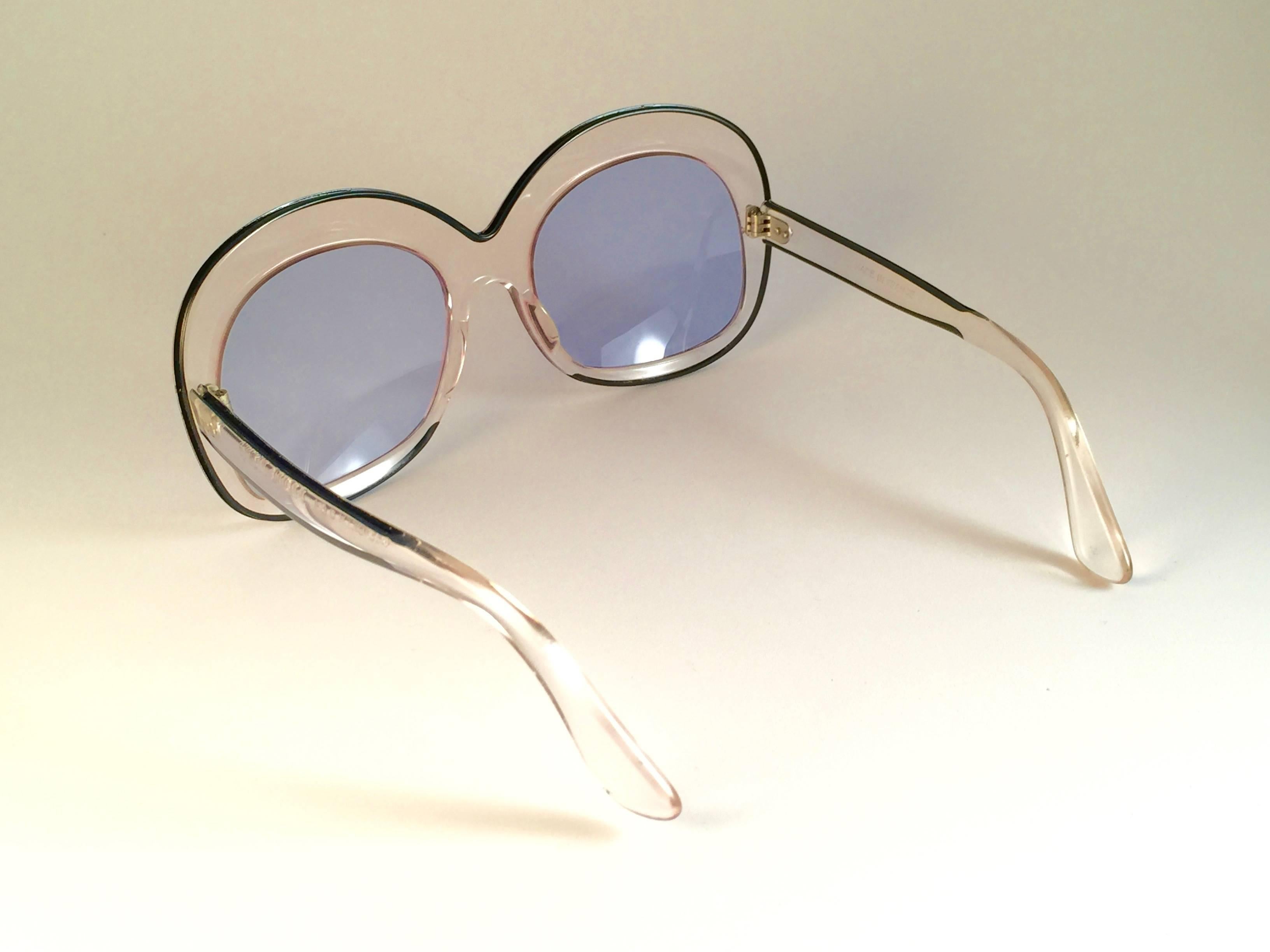 New Rare Vintage Pierre Marly Sourcilla Clear Oversized 1960's Sunglasses In New Condition For Sale In Baleares, Baleares