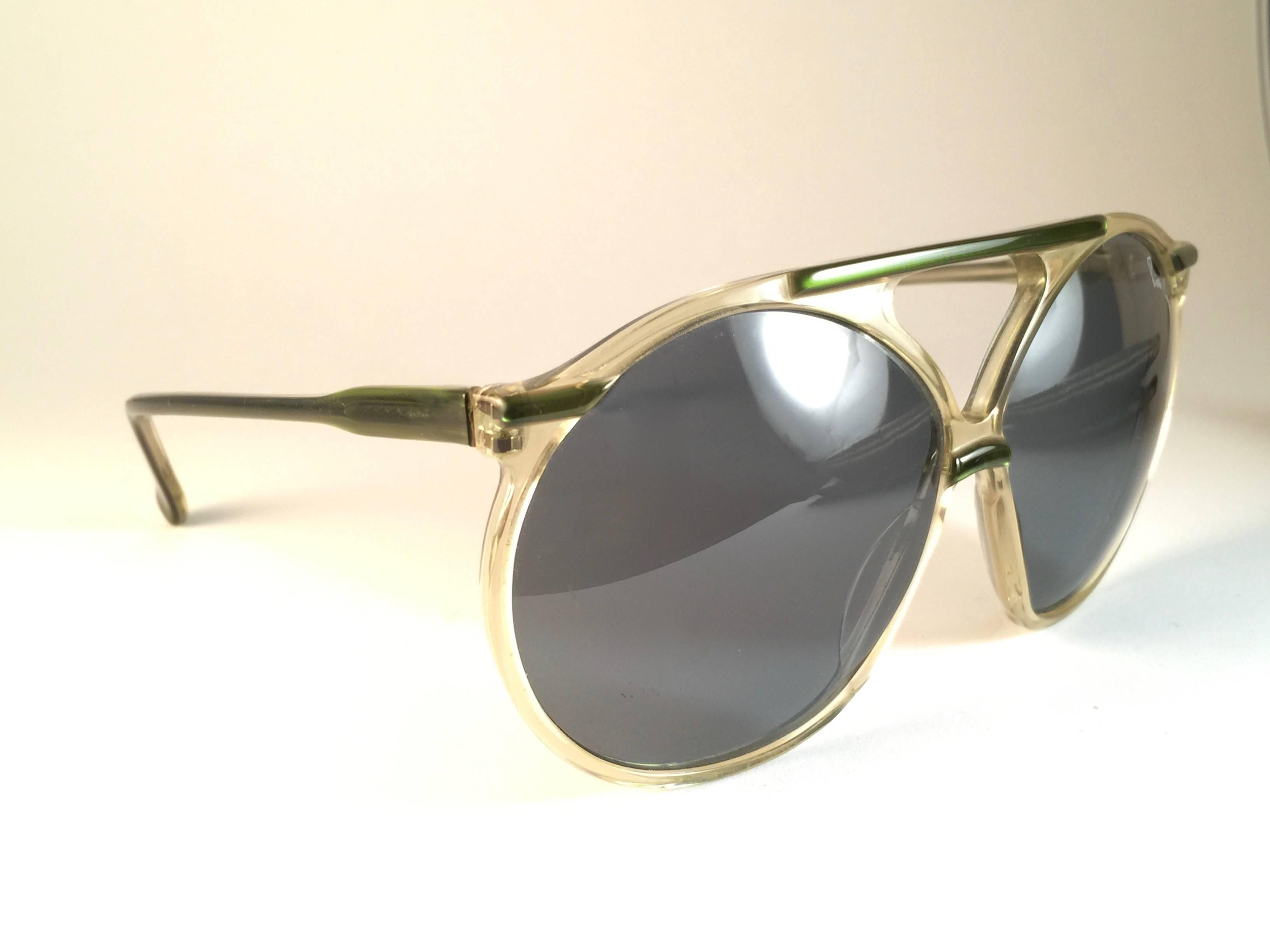 Black New Vintage Pierre Cardin Oversize Translucent Bug Eye Lens 1970's Sunglasses