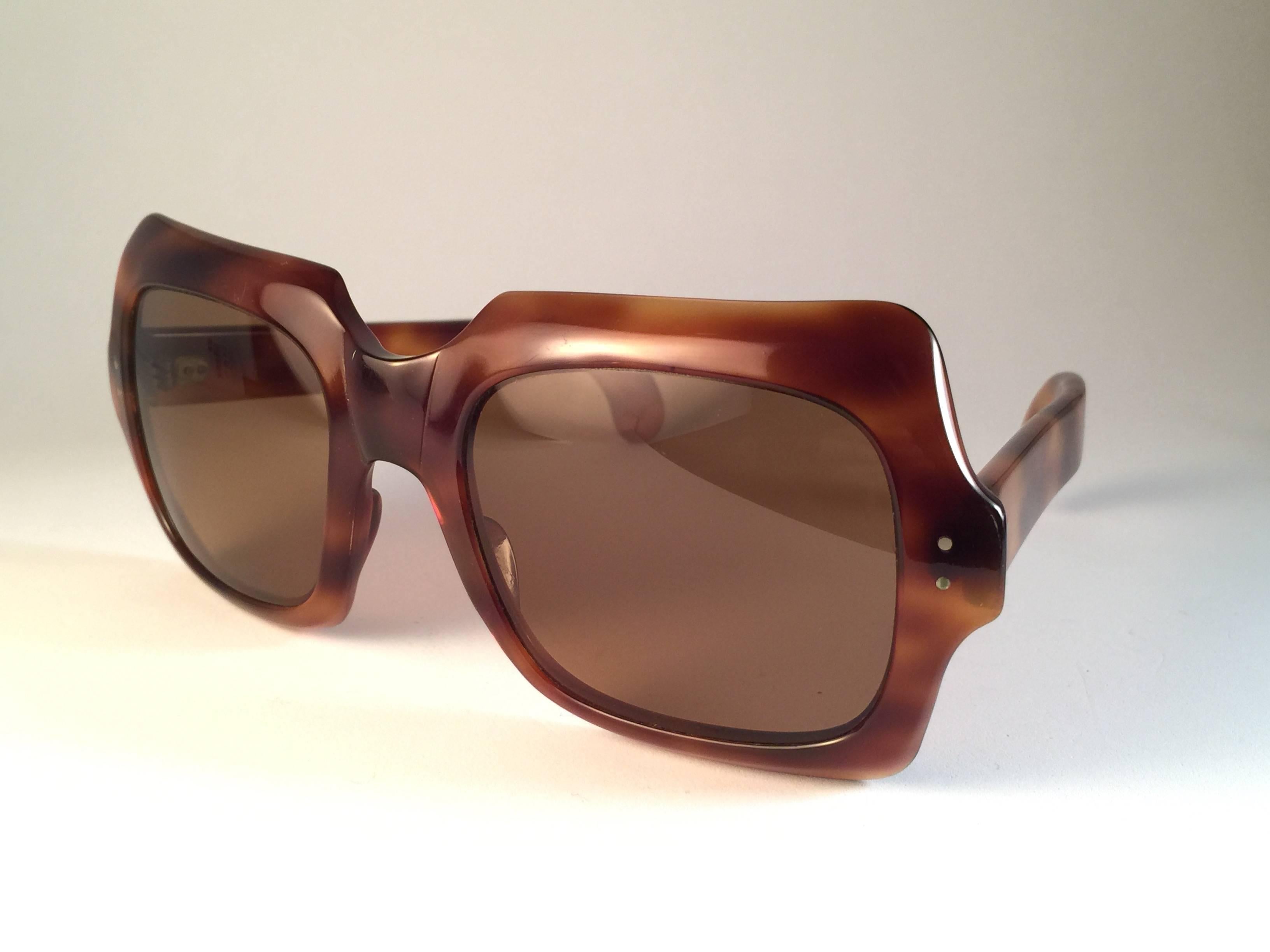 Brown New Rare Vintage Philippe Chevallier Tortoise Oversized 1960's Sunglasses