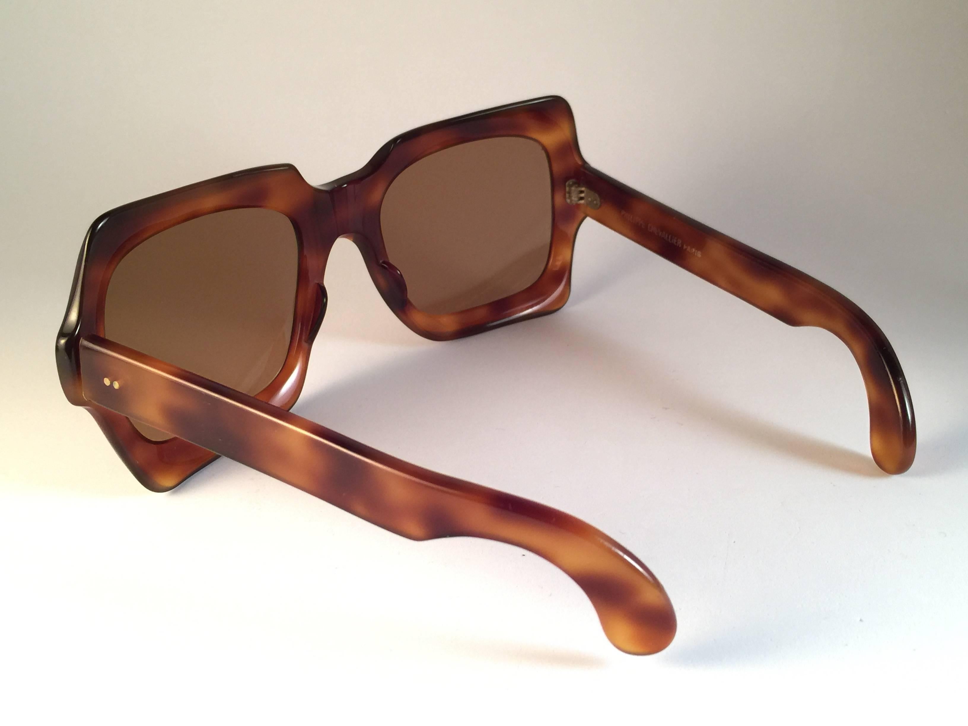 New Rare Vintage Philippe Chevallier Tortoise Oversized 1960's Sunglasses In New Condition In Baleares, Baleares